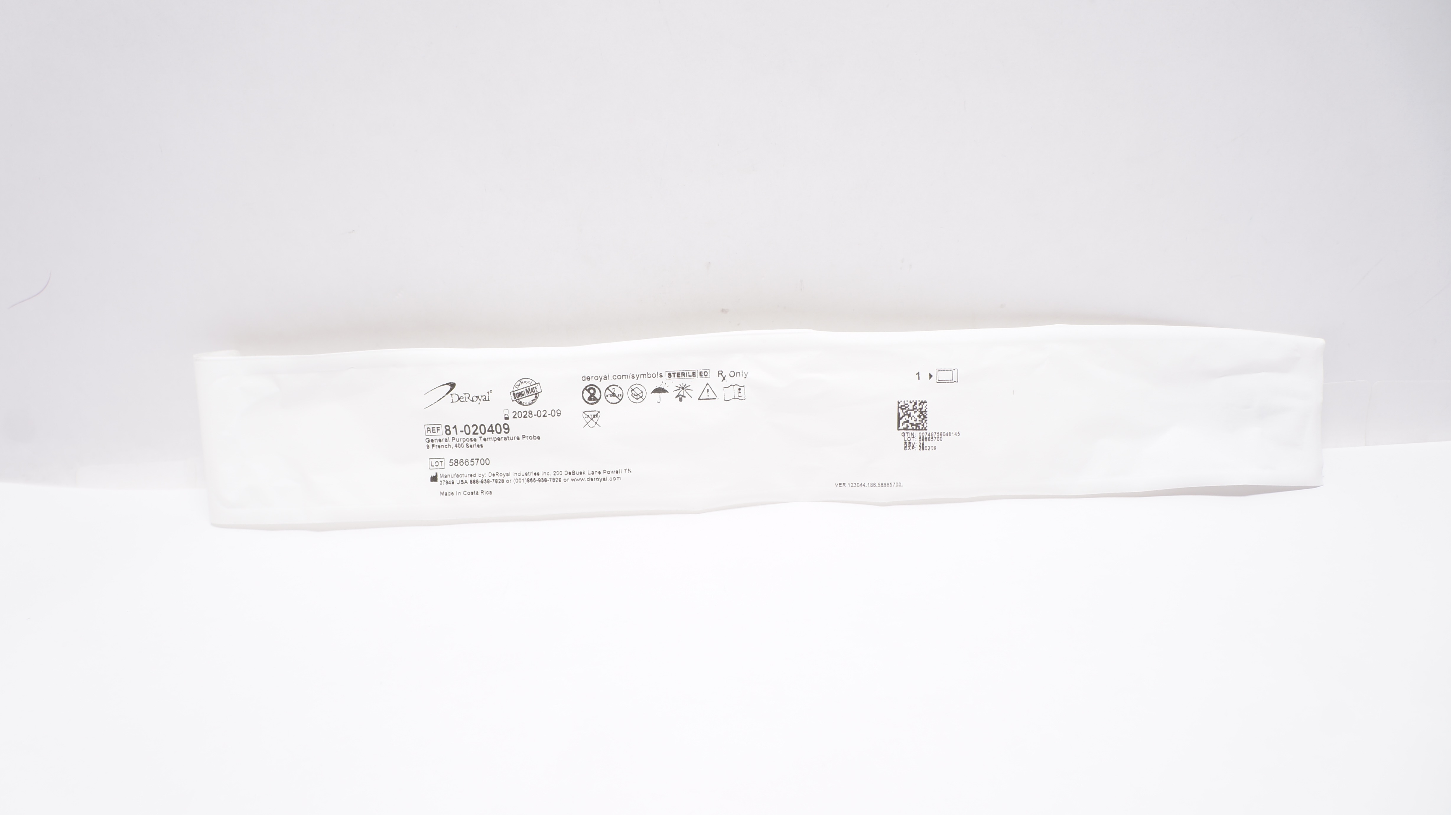 DeRoyal 81-020409 General Purpose Temperature Probe 9 Fr 400 Series