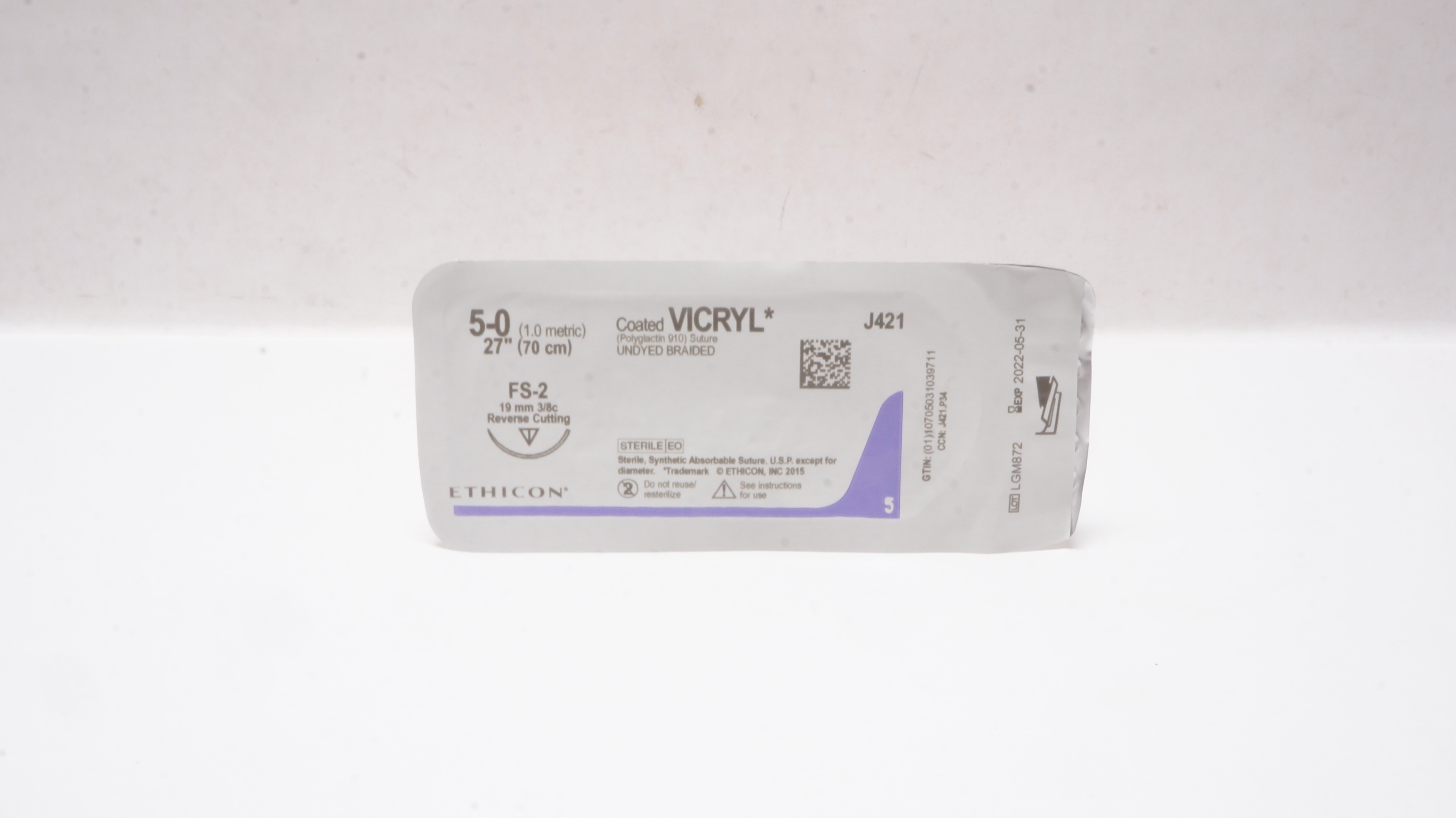 Ethicon J421 5-0 VICRYL FS-2 19mm 3/8c 27inch (x)