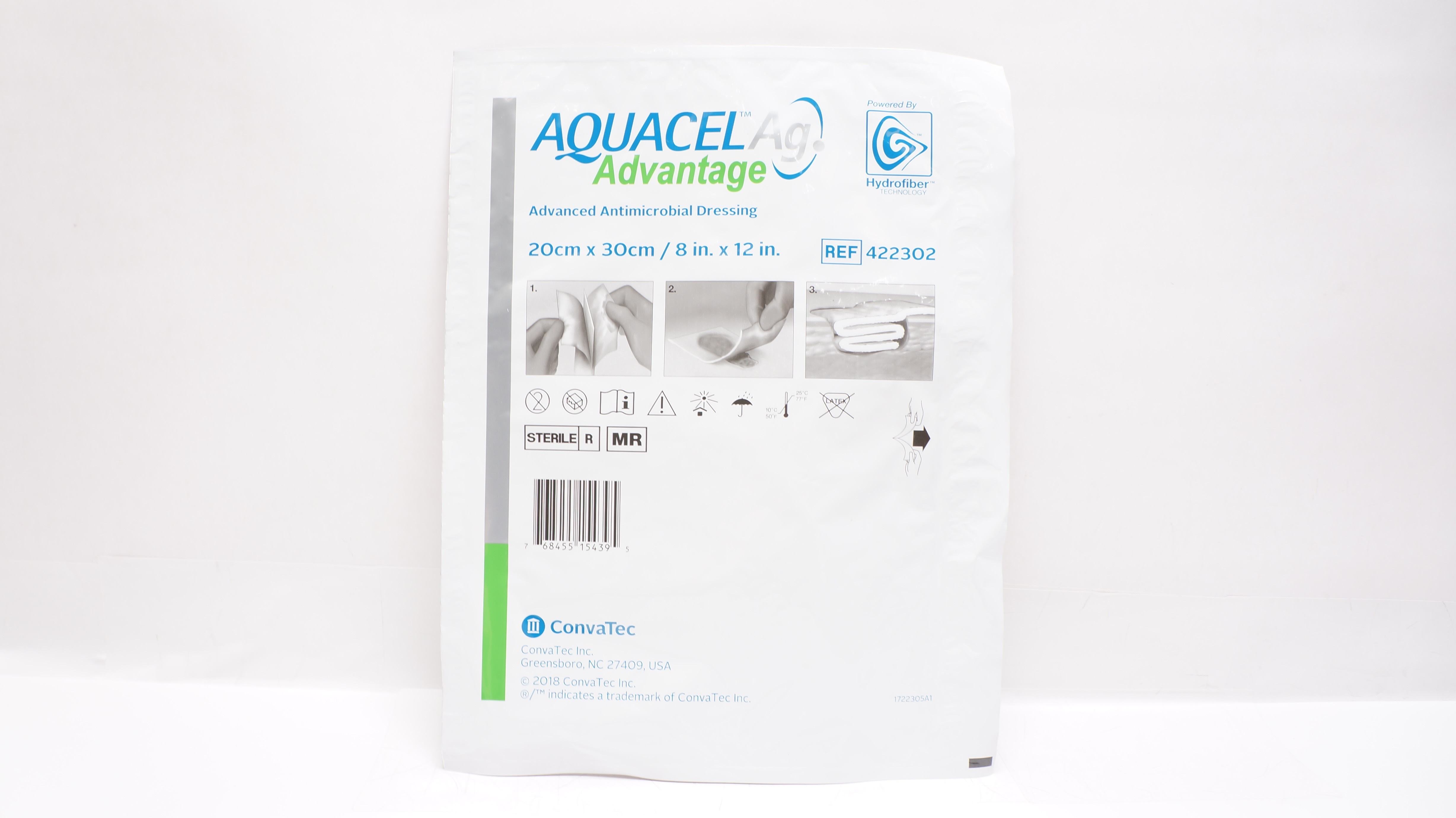 ConvaTec 422302 Aquacel Ag Advanced Antimicrobial Dressing 8 x 12inch