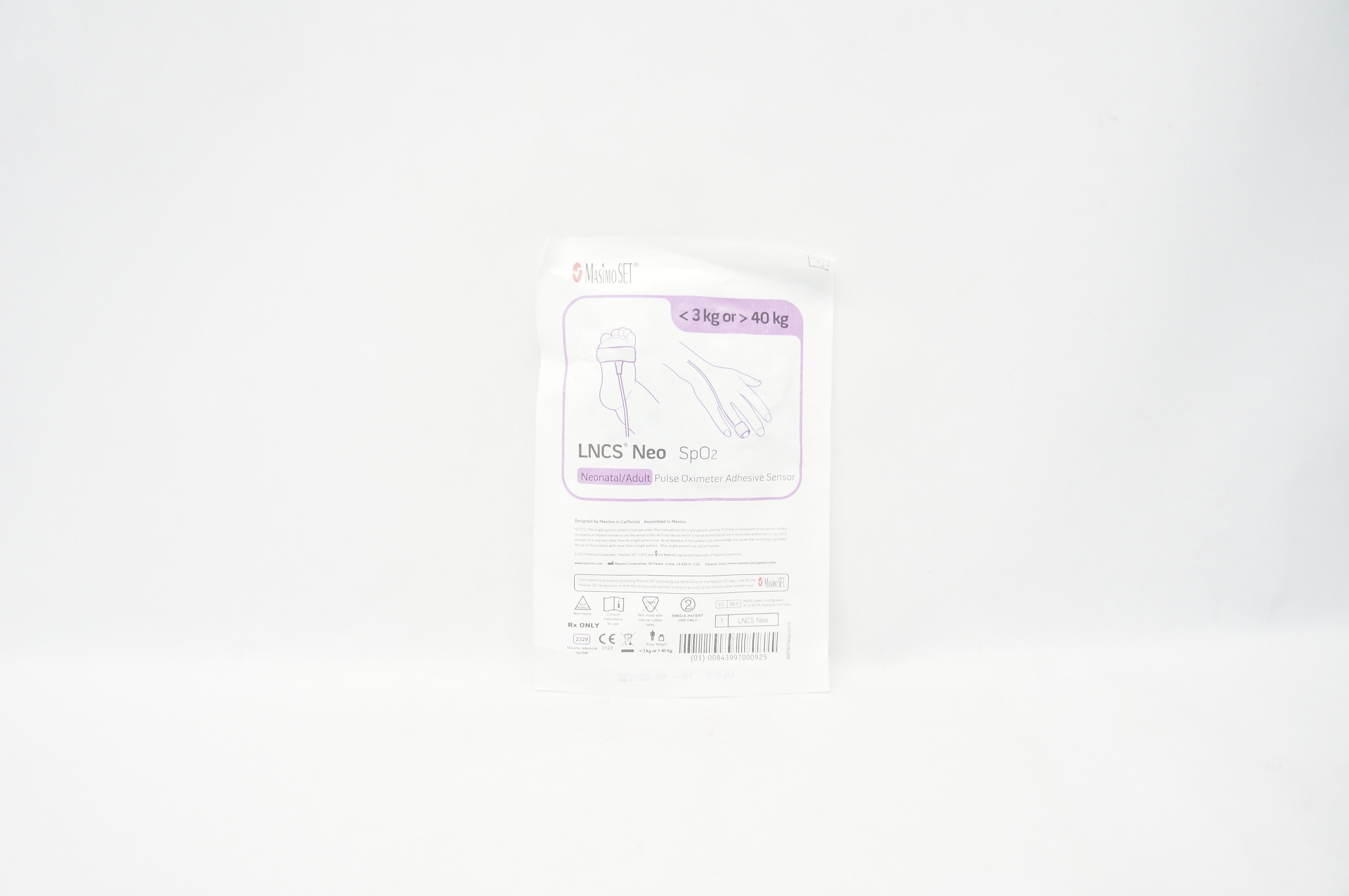 MasimoSet 2329 LNCS Neo SpO2 Plus Oximeter Adhesive Sensor <3Kg or > 40Kg (x)