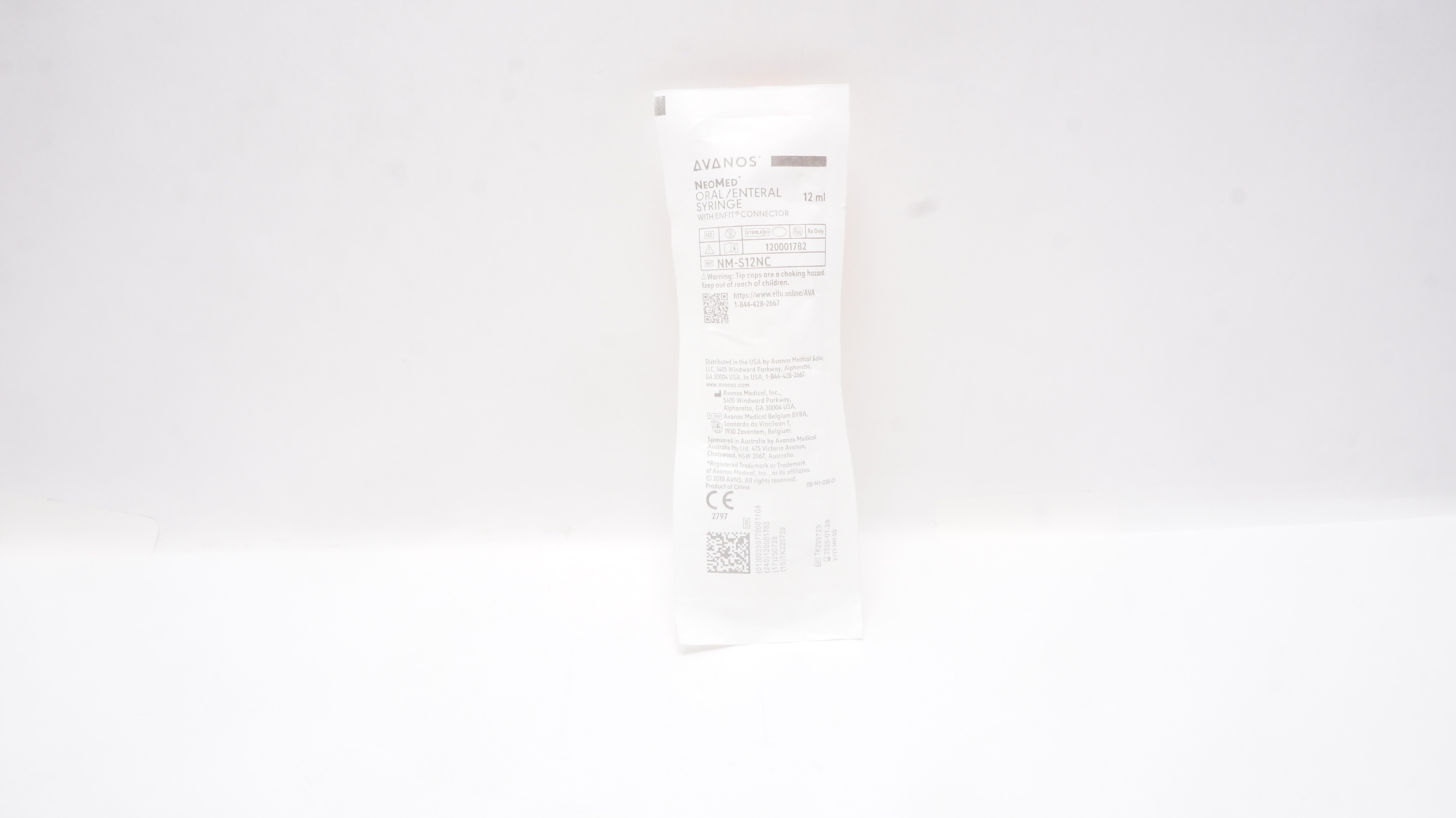 Avanos PNM-S12NC NeoMed Oral/Enteral Syringe with ENFIT Connector 12mL
