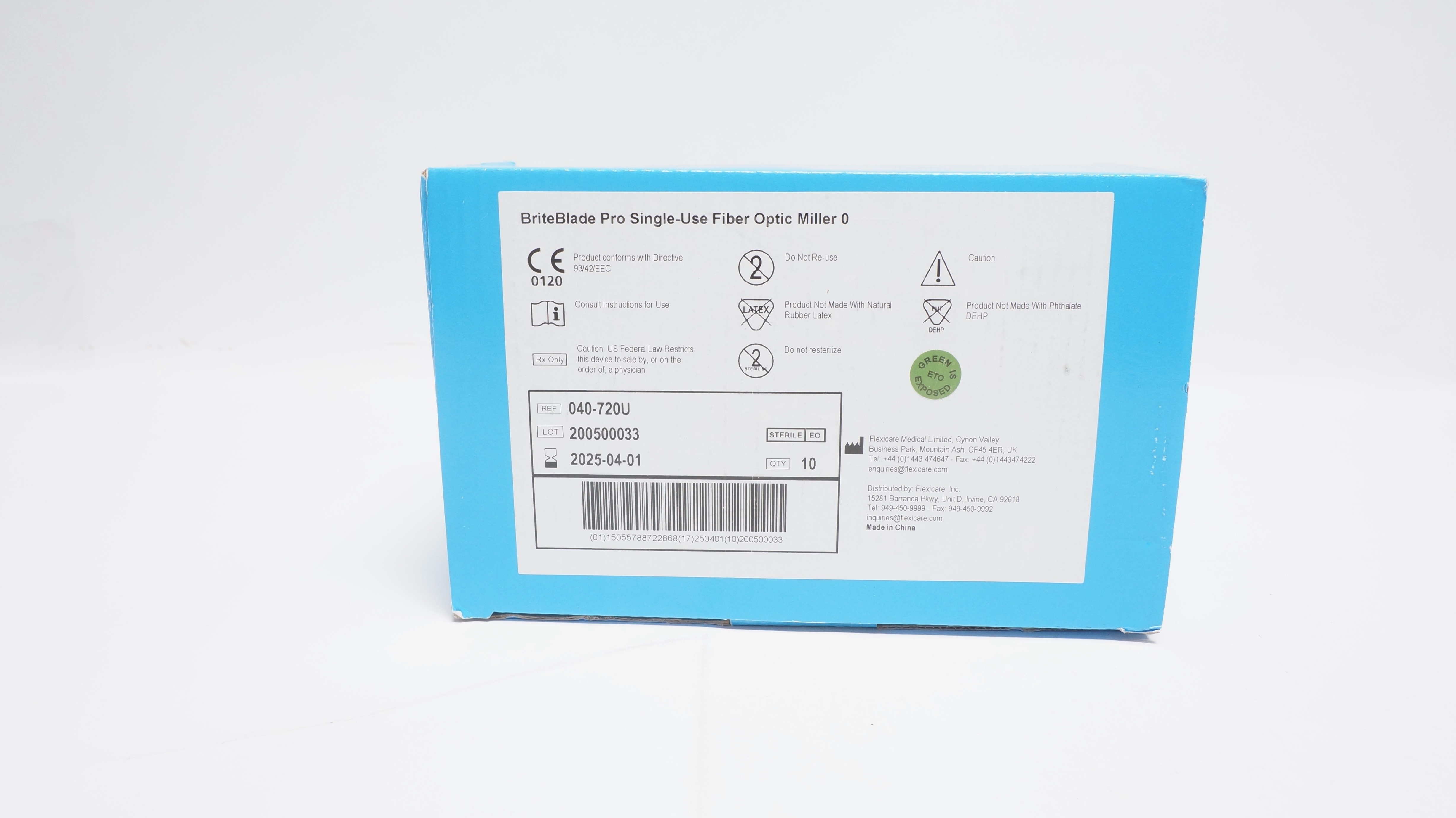 Flexicare Medical 040-720U BriteBlade Pro Fiber Optic Miller 0 - Box of 10 (x)