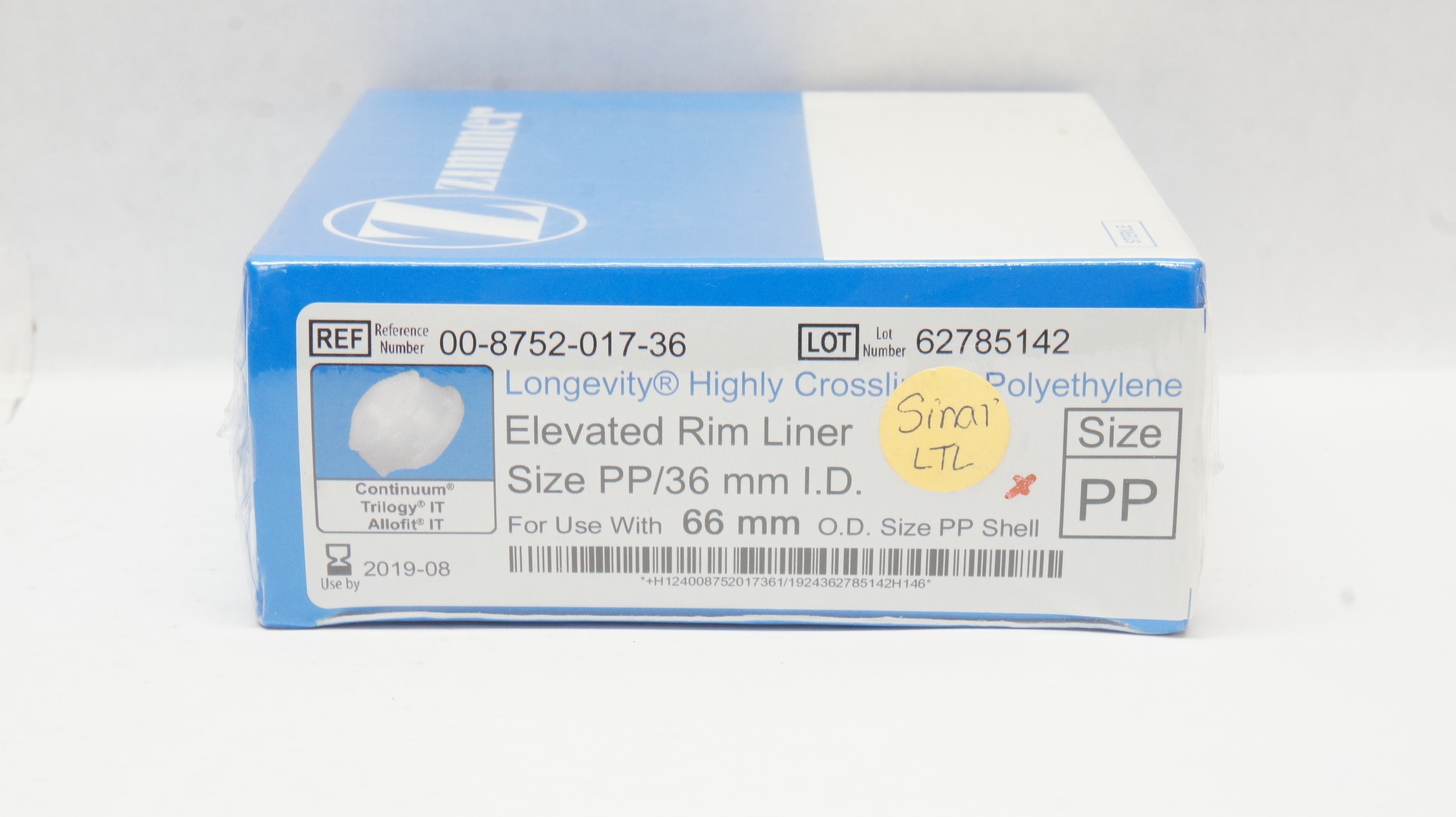 Zimmer 00-8752-017-36 Longevity Crosslinked Polyethylene Rim Liner