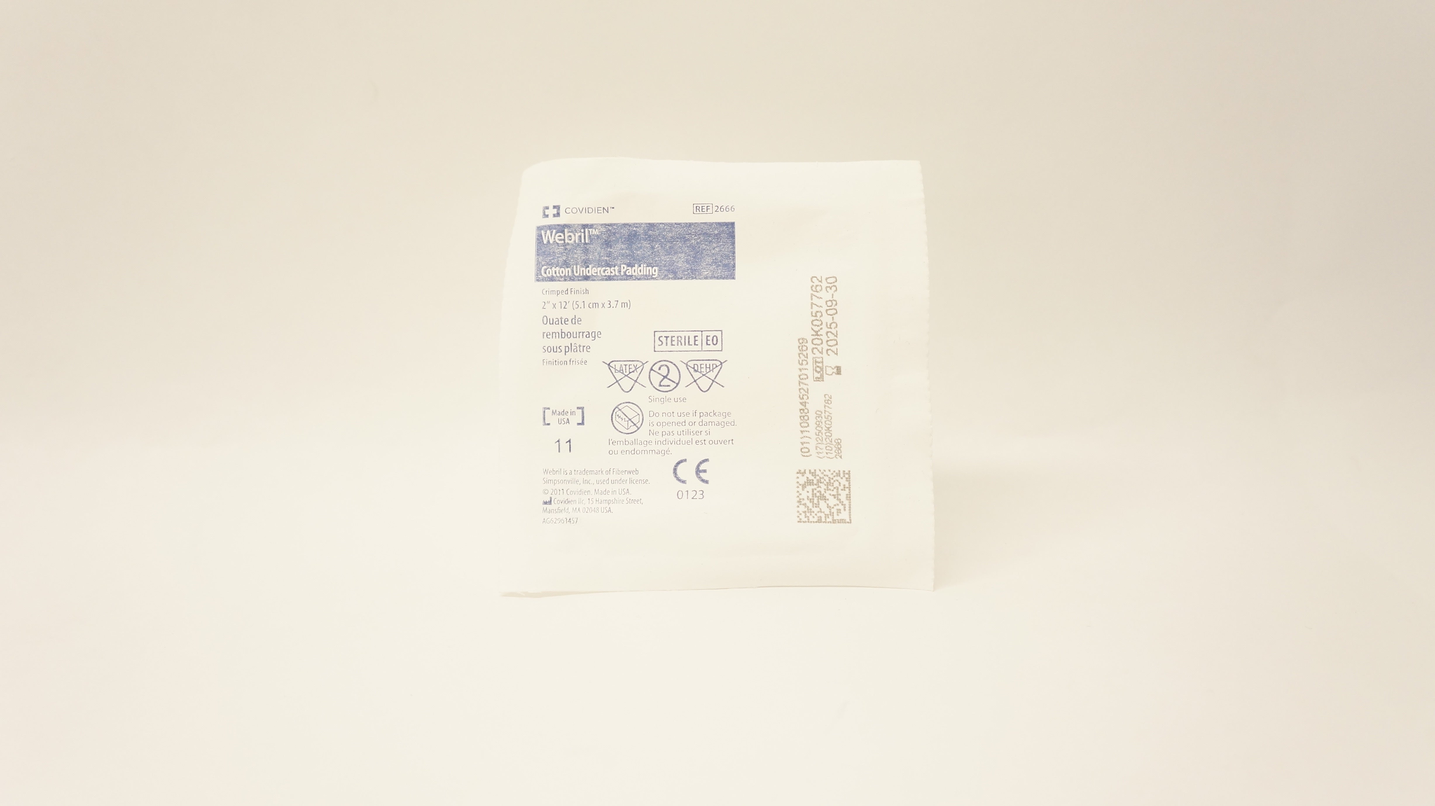 Covidien 2666 Webril Cotton Undercast Padding 2inch x 12ft