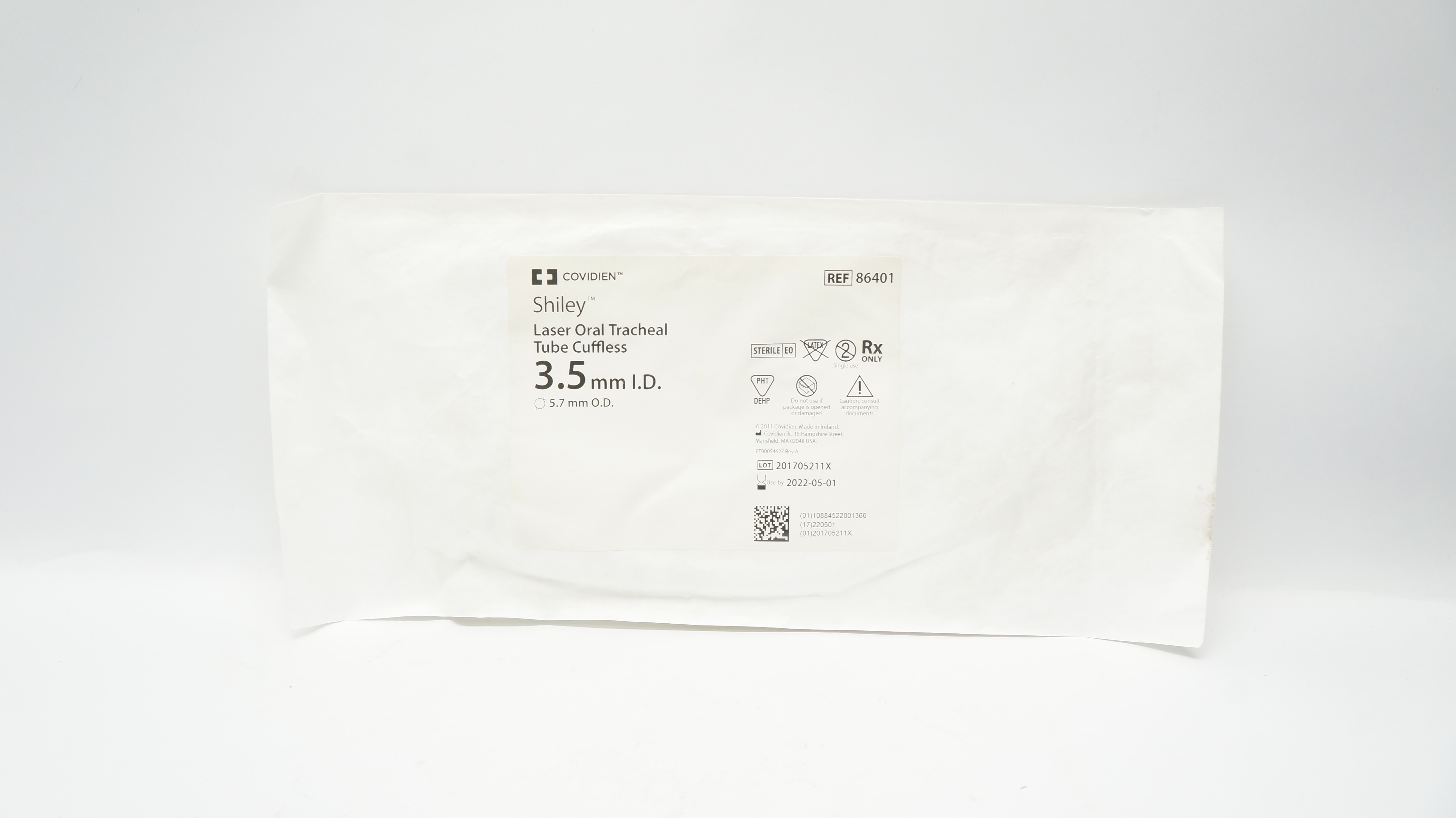 Covidien 86401 Shiley Laser Oral Tracheal Tube Cuffless 3.5ID x 5.7mmOD (x)