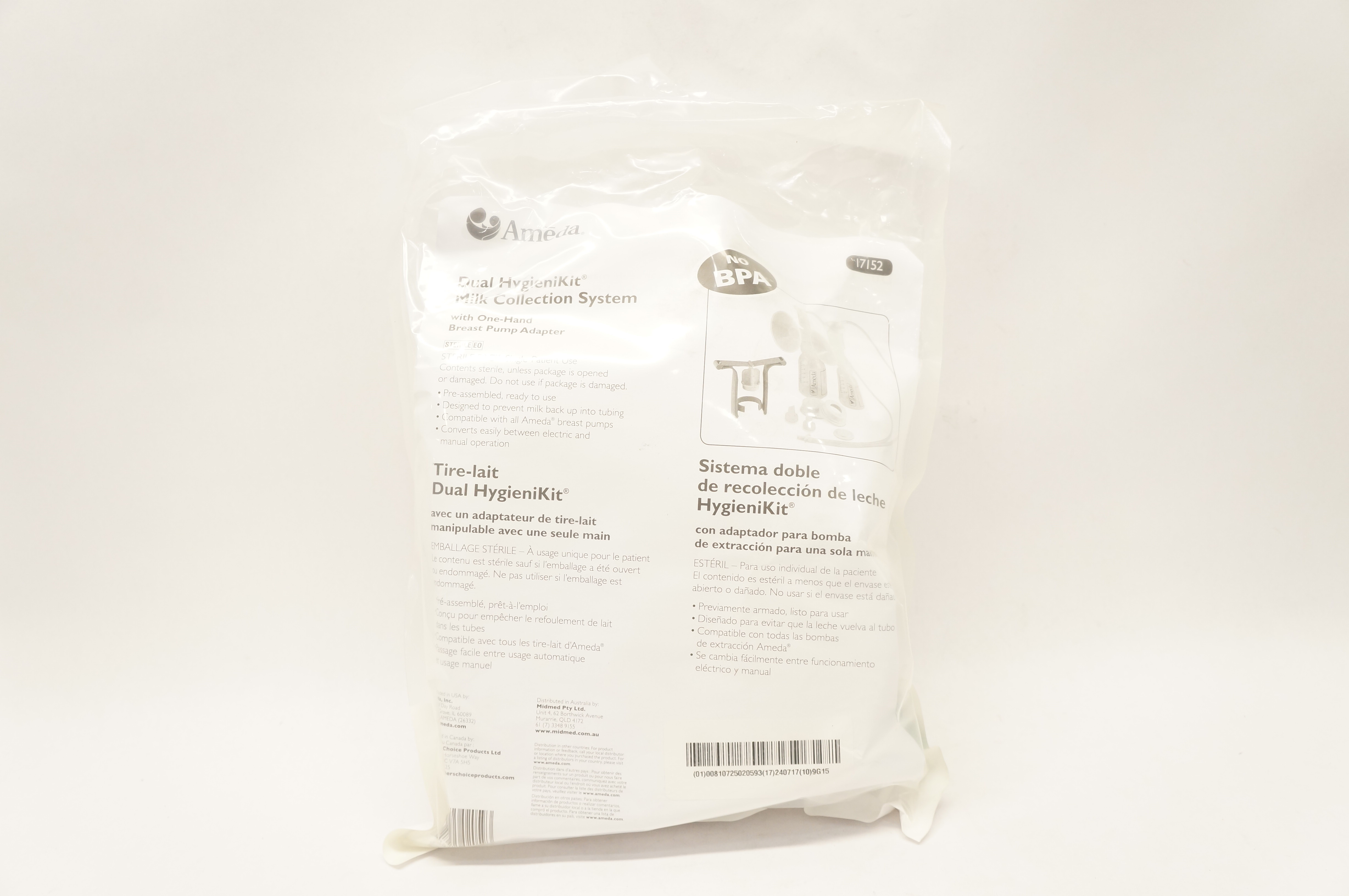 Ameda 17152 Dual HygieniKit Milk Collection System