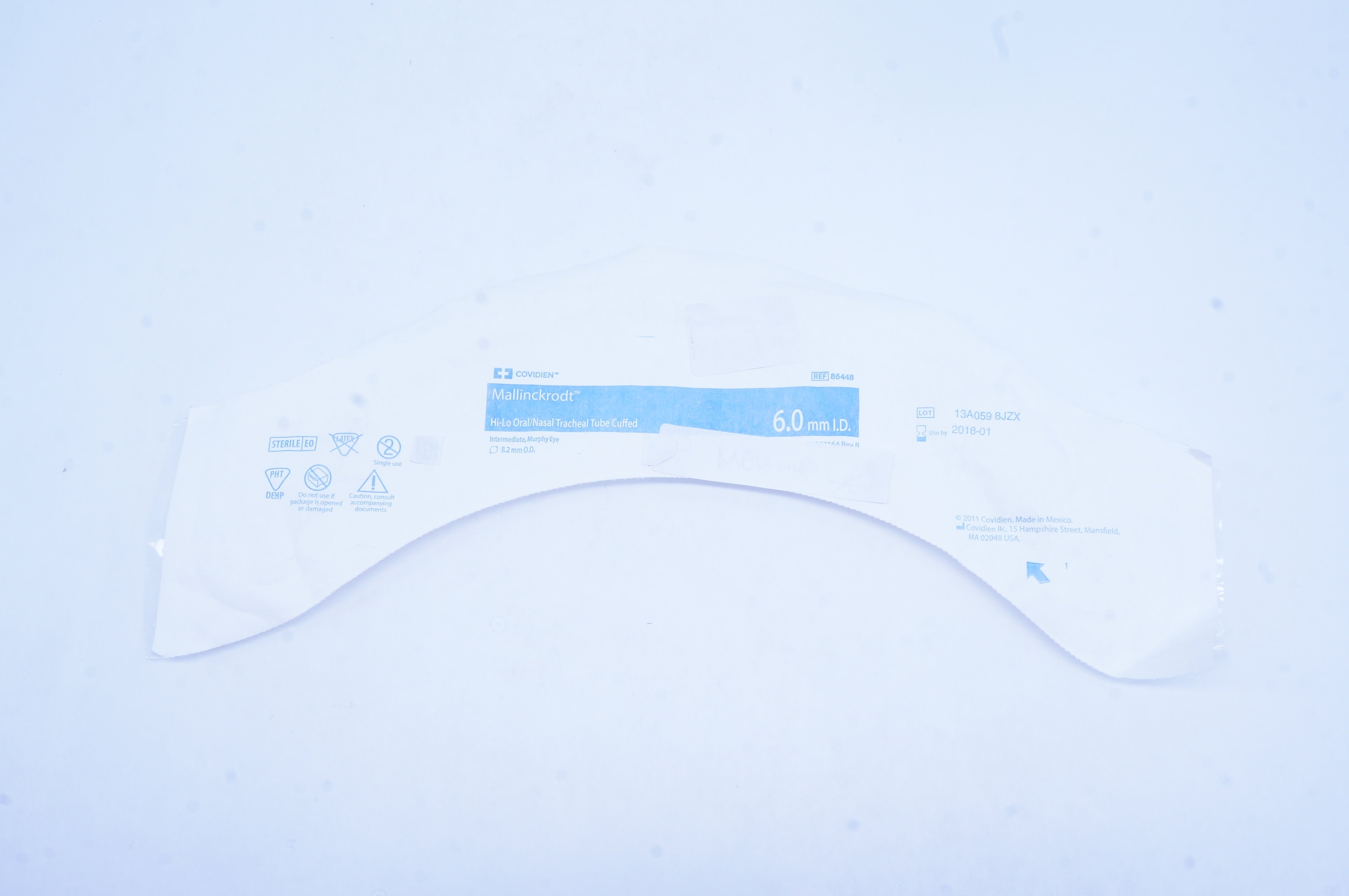 Covidien 86448 Hi-Lo Oral/Nazal Tracheal Tube Cuffed 6.0mm ID 8.2mm OD (x)