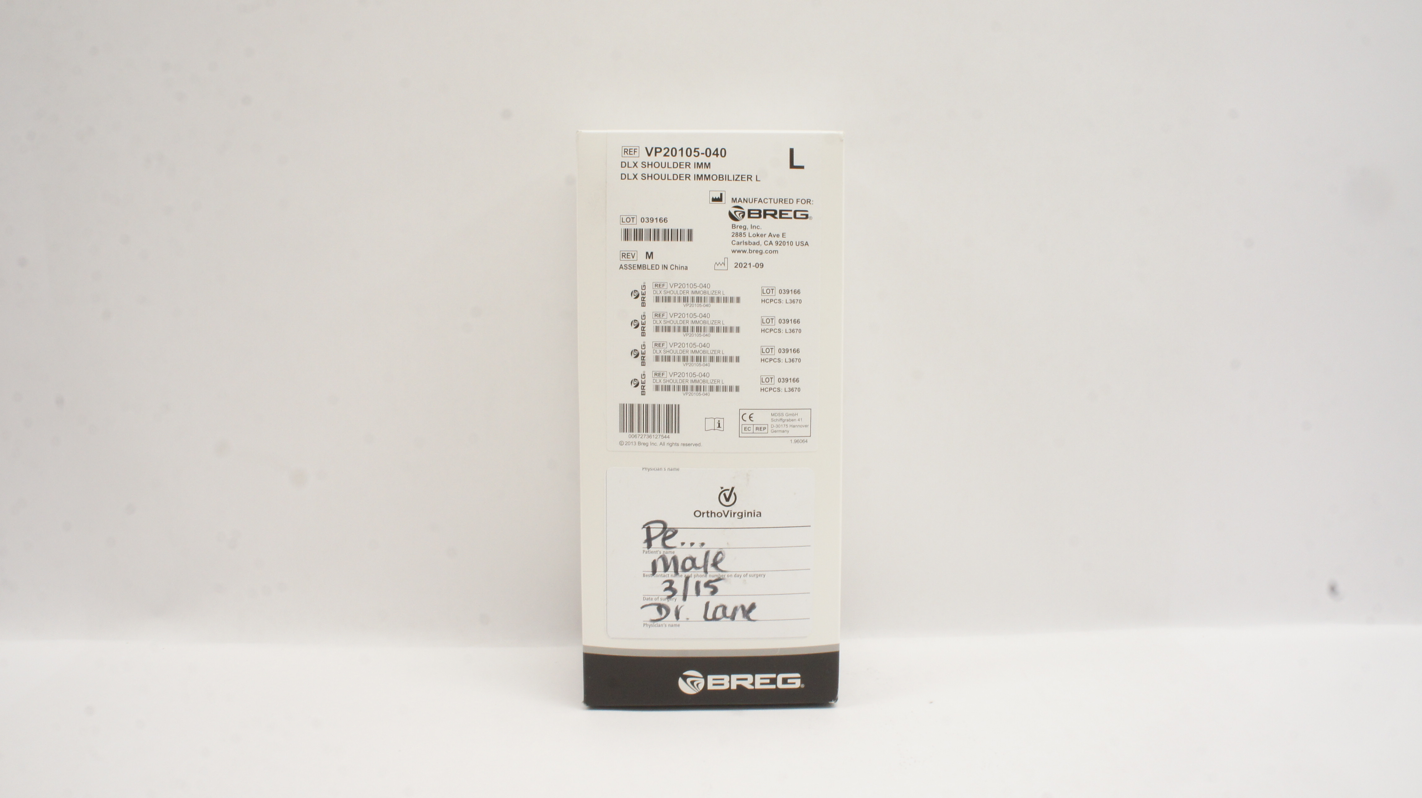 Breg VP20105-040 DLX Shoulder Immobilizer L