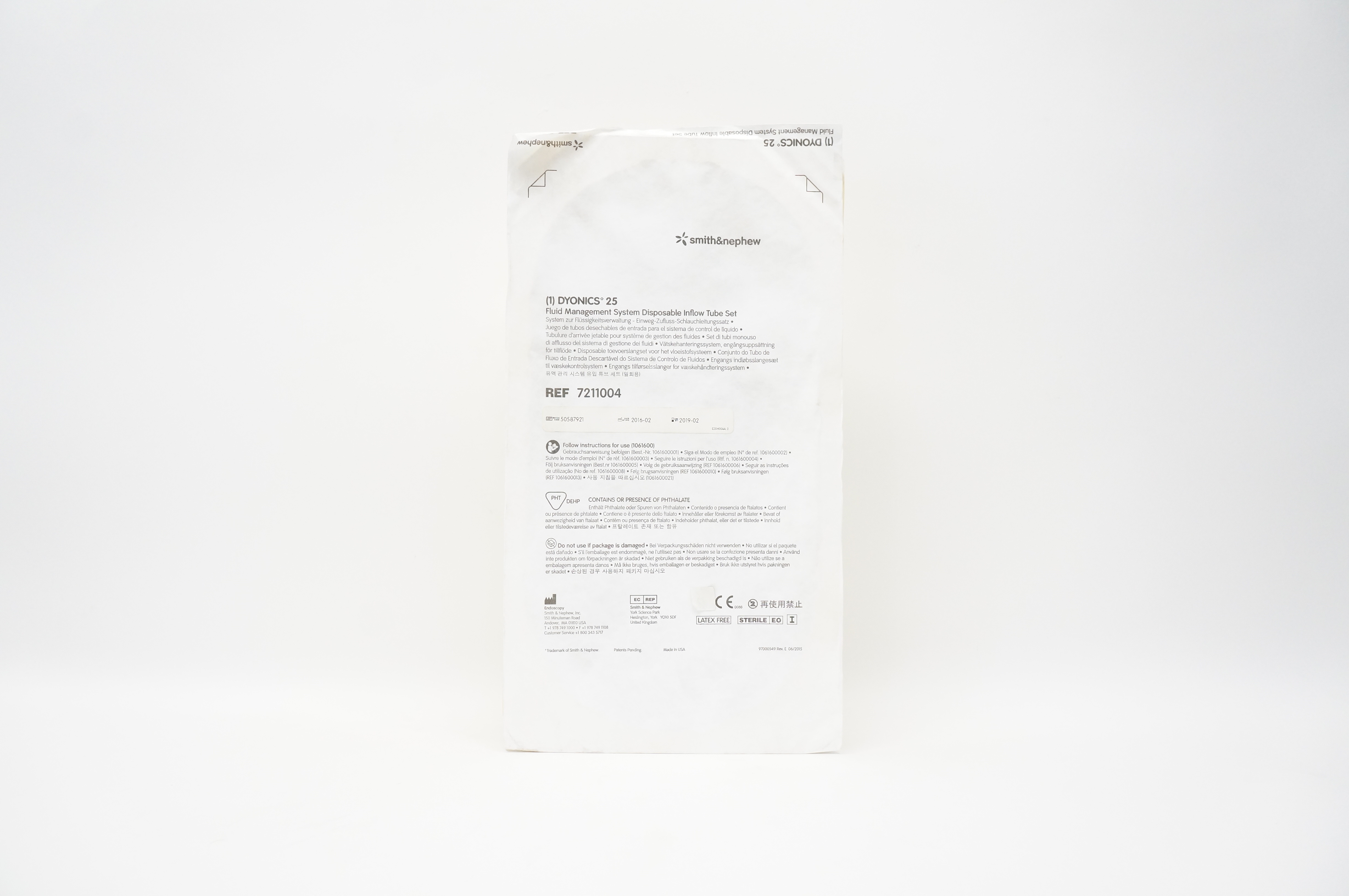 Smith&Nephew 7211004 DYONICS 25 Fluid Management System Inflow Tube Set (x)