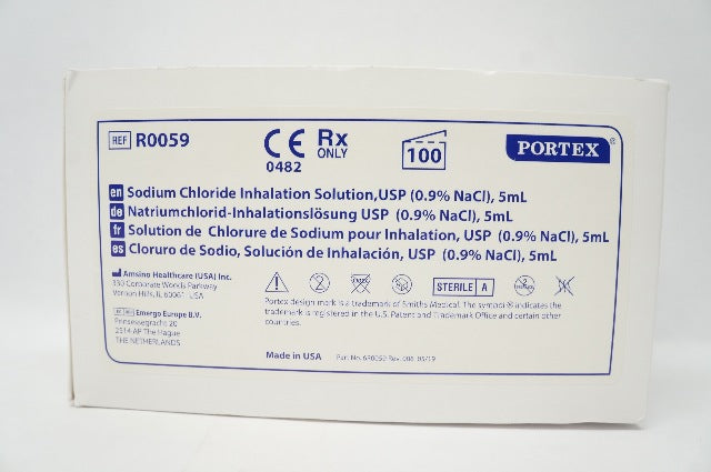 Smiths Medical R0059 Portex 0.9% NaCl Inhalation Solution 5ml - Box of 100 (x)