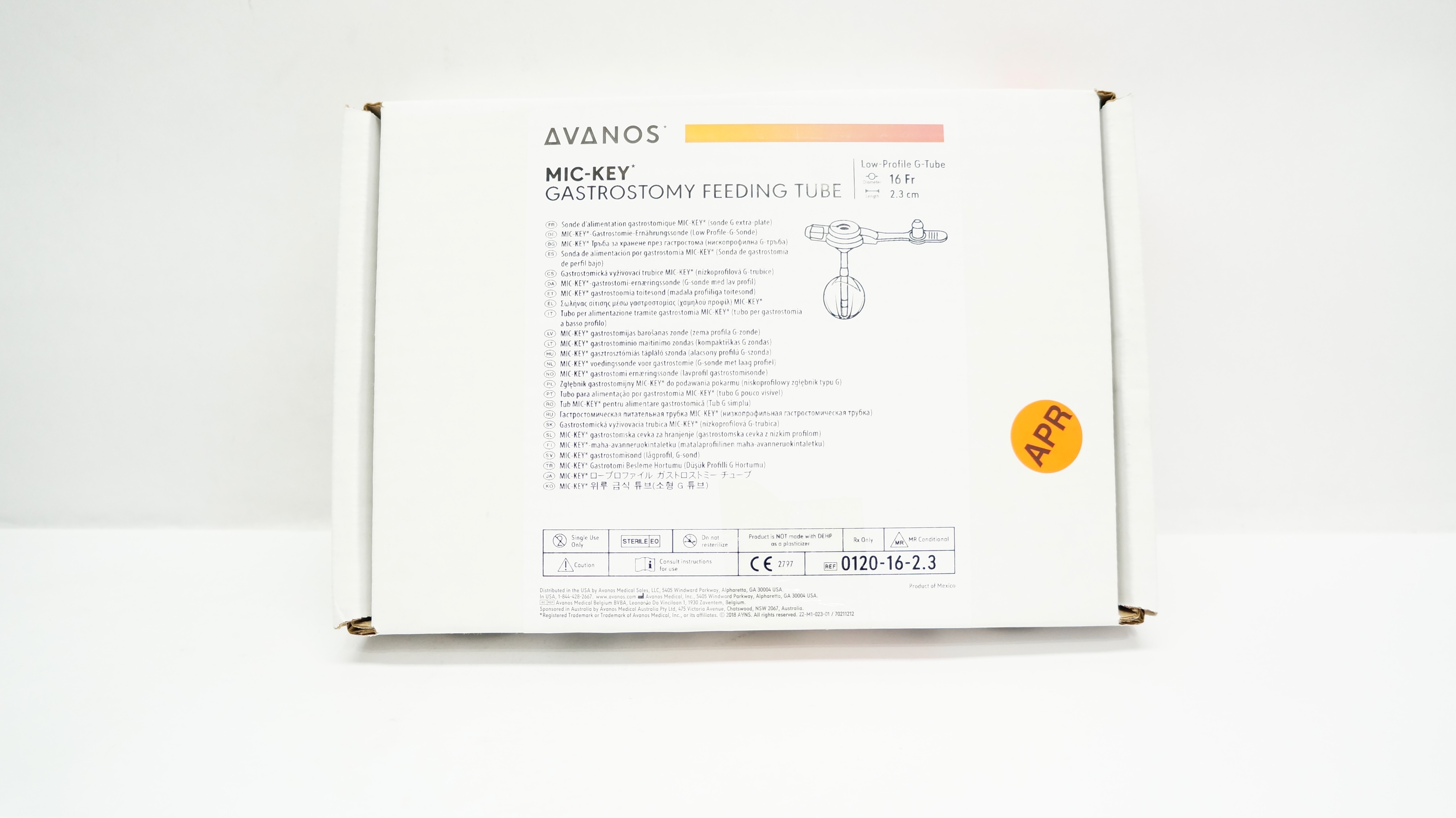 Avanos 0120-16-2.3 Mic-key Gastrostomy Feeding Tube 16Fr x 2.3cm (x)