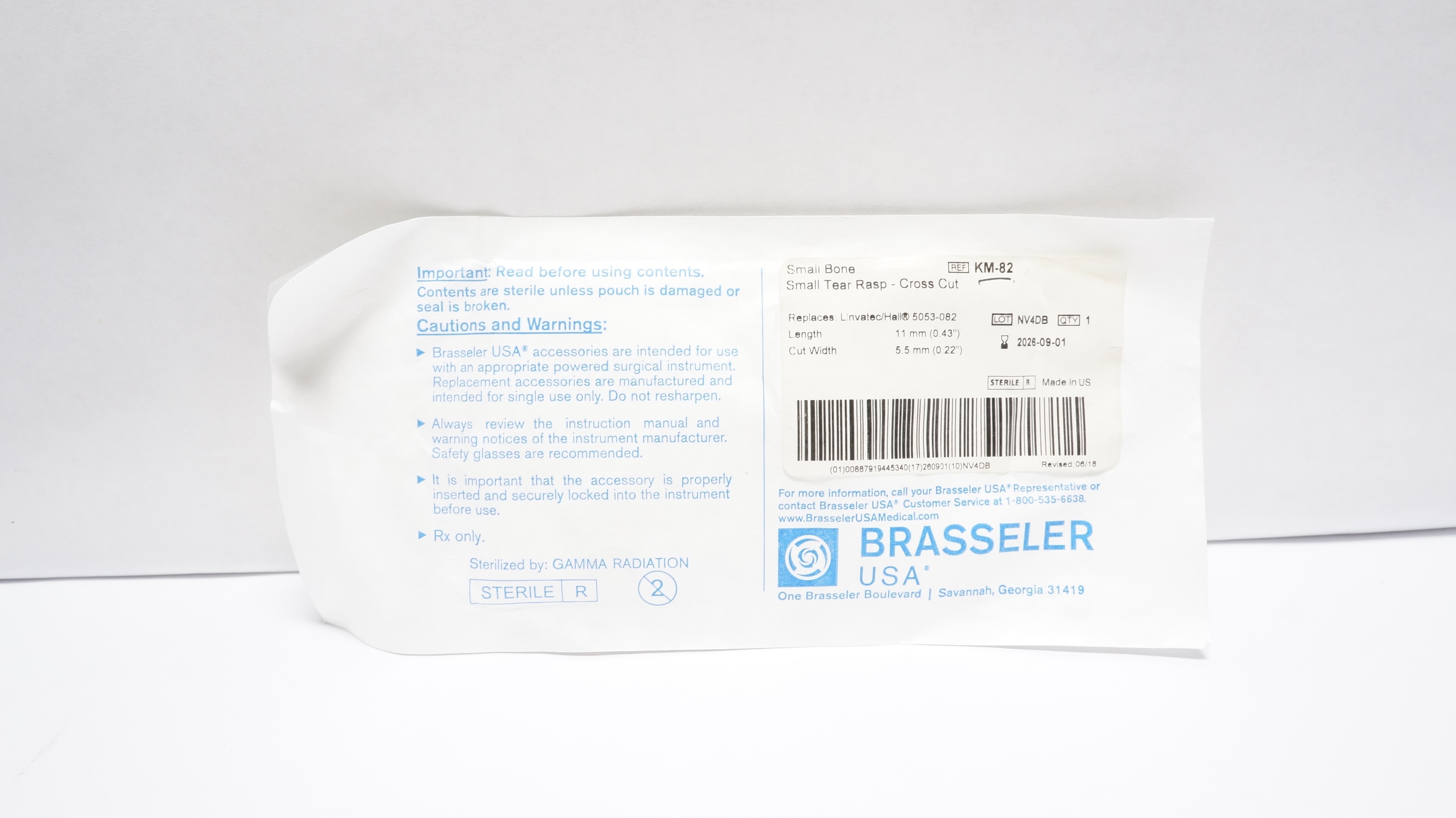 Brasseler KM-82 Small Bone, Small Tear Rasp 0.43 x 0.22in.