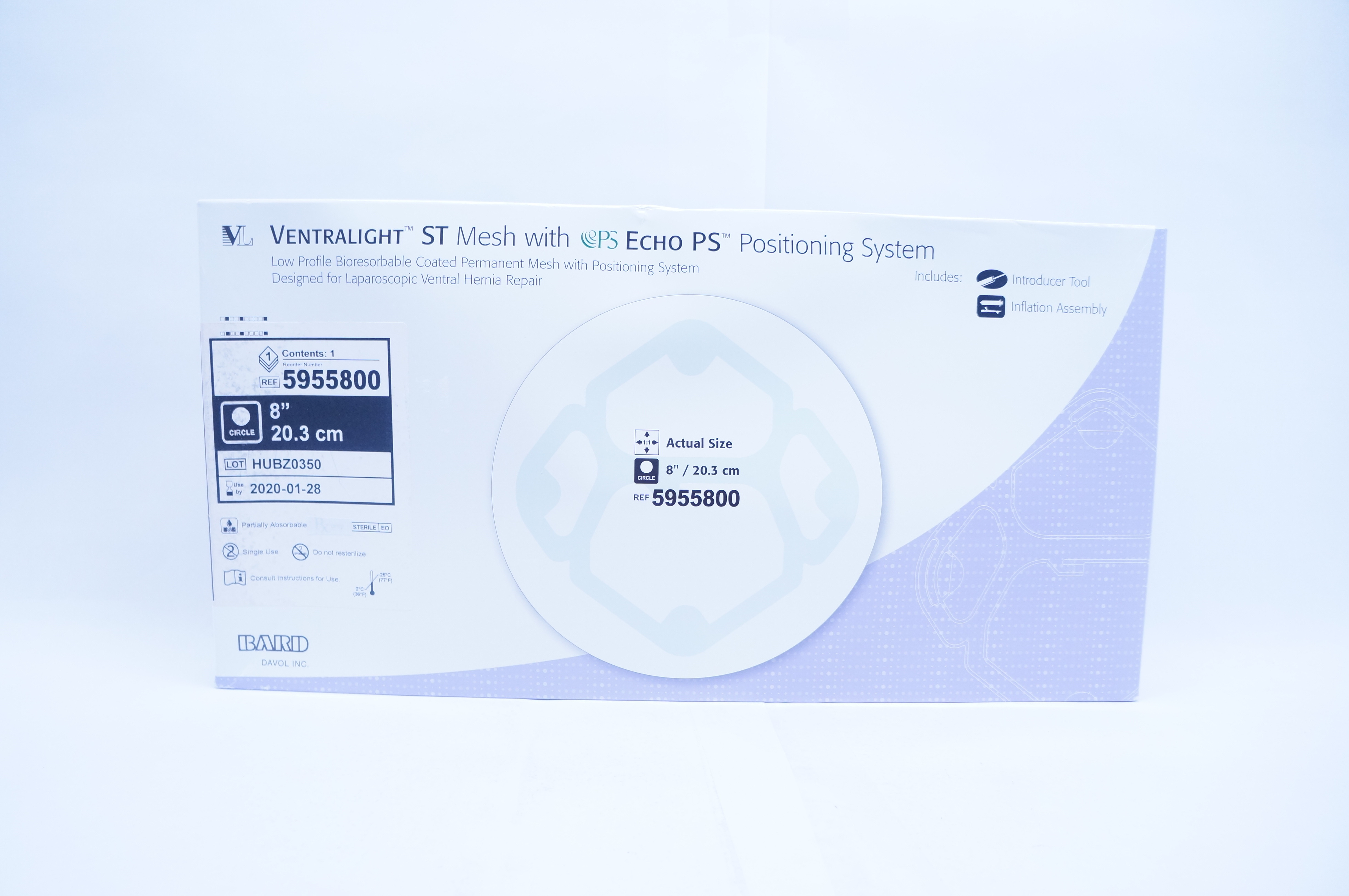 Bard 5955800 Ventralight ST Mesh with PS Echo PS Positioning System 8inch (x)
