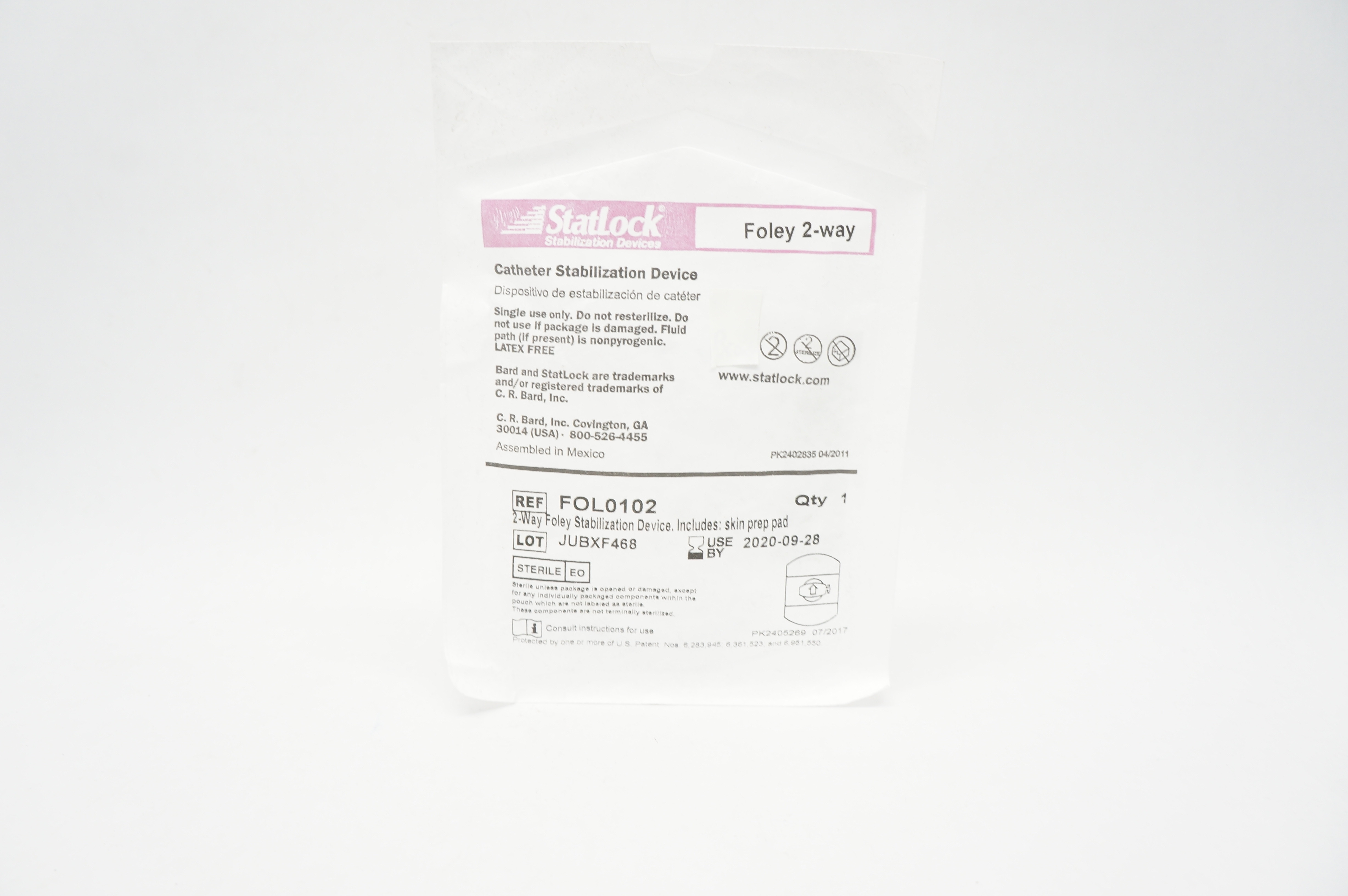 Bard FOL0102 StatLock Foley 2-Way Cath. Stabilization Device (x)