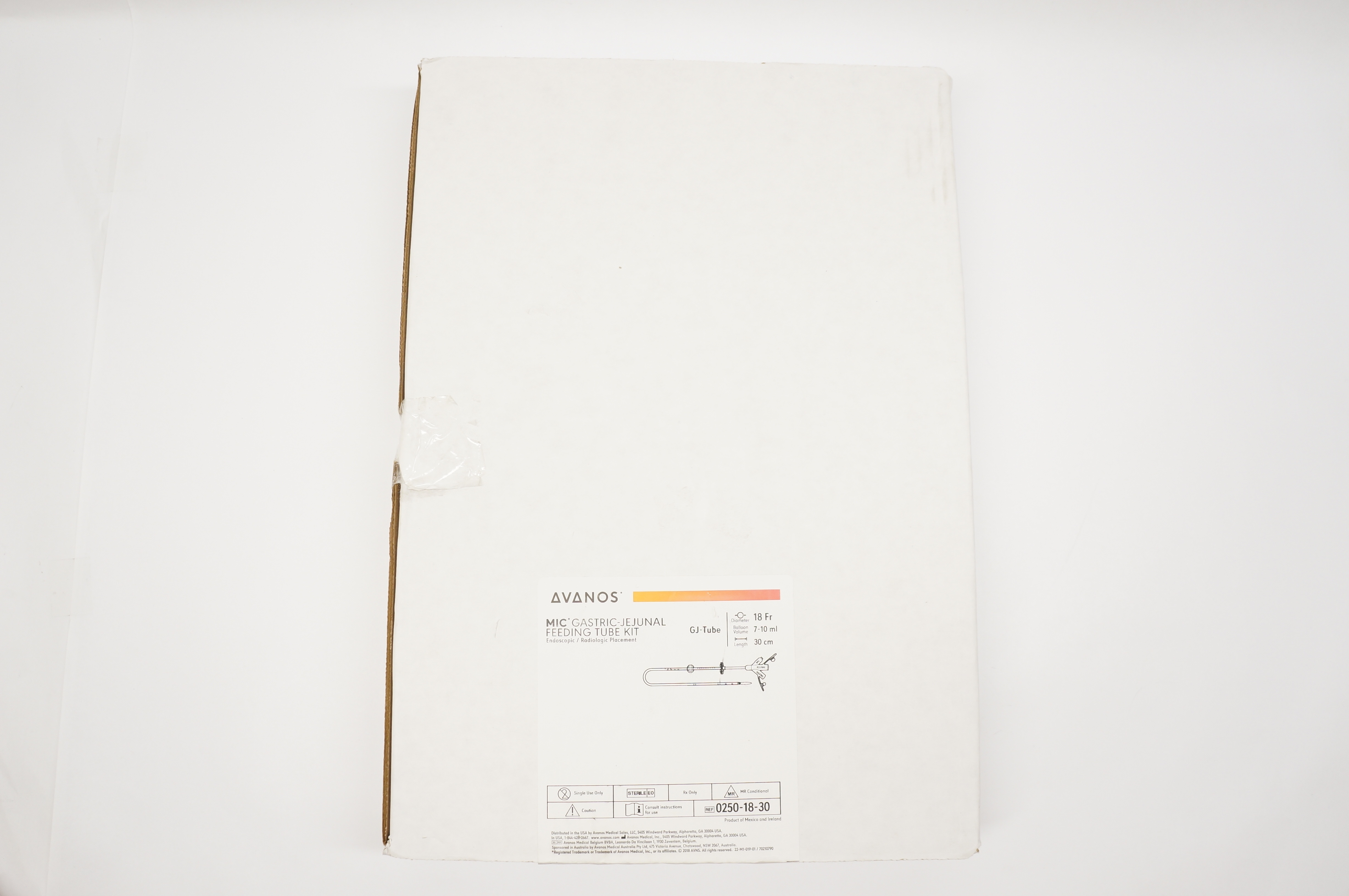 Avanos Medical 0250-18-30 MIC Gastric-Jejunal Feeding Tube Kit 18Fr. x 7-10ml