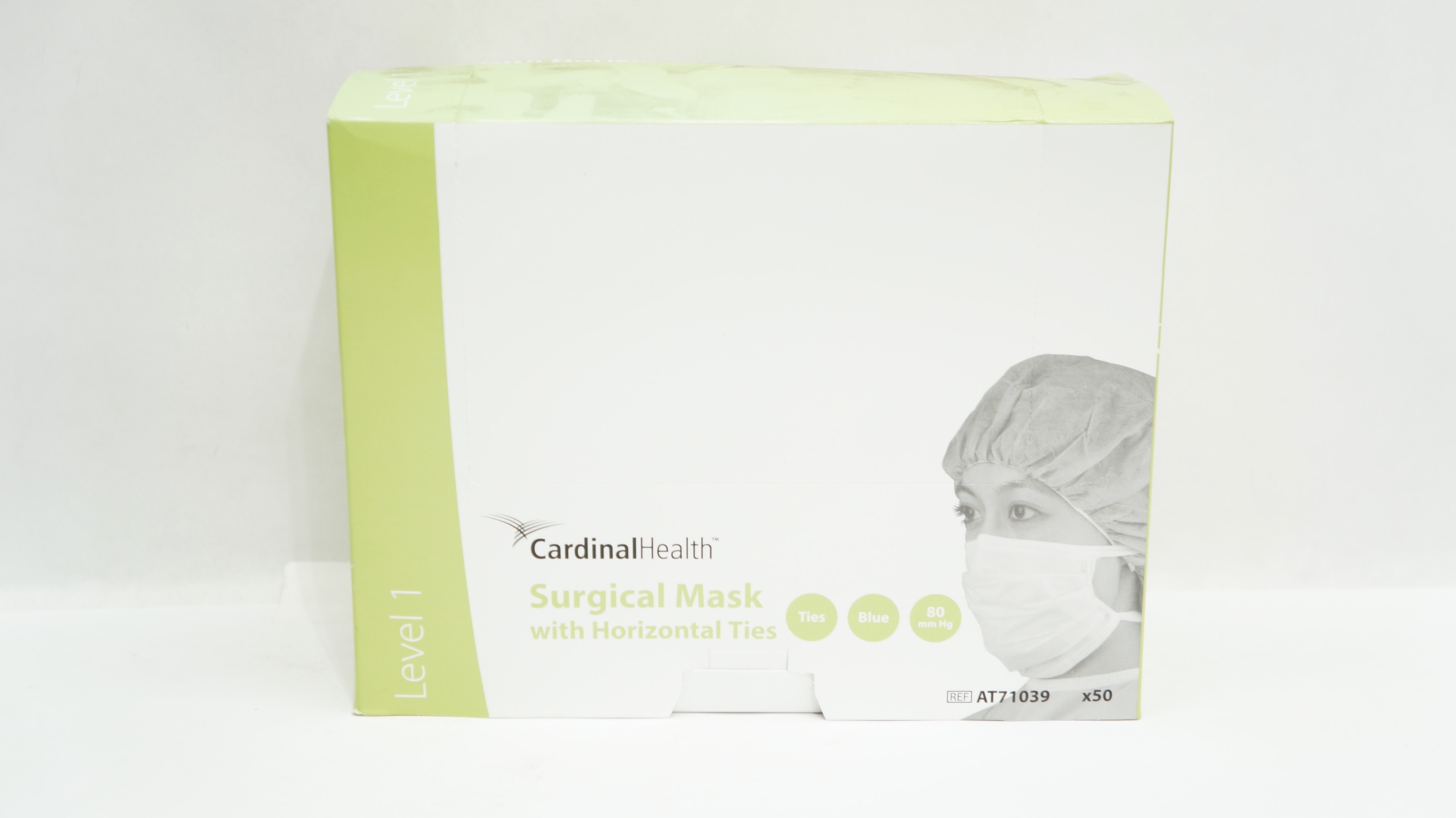 Cardinal Health AT71039 Surgical Mask, Blue with Horizontal Ties - Box of 50