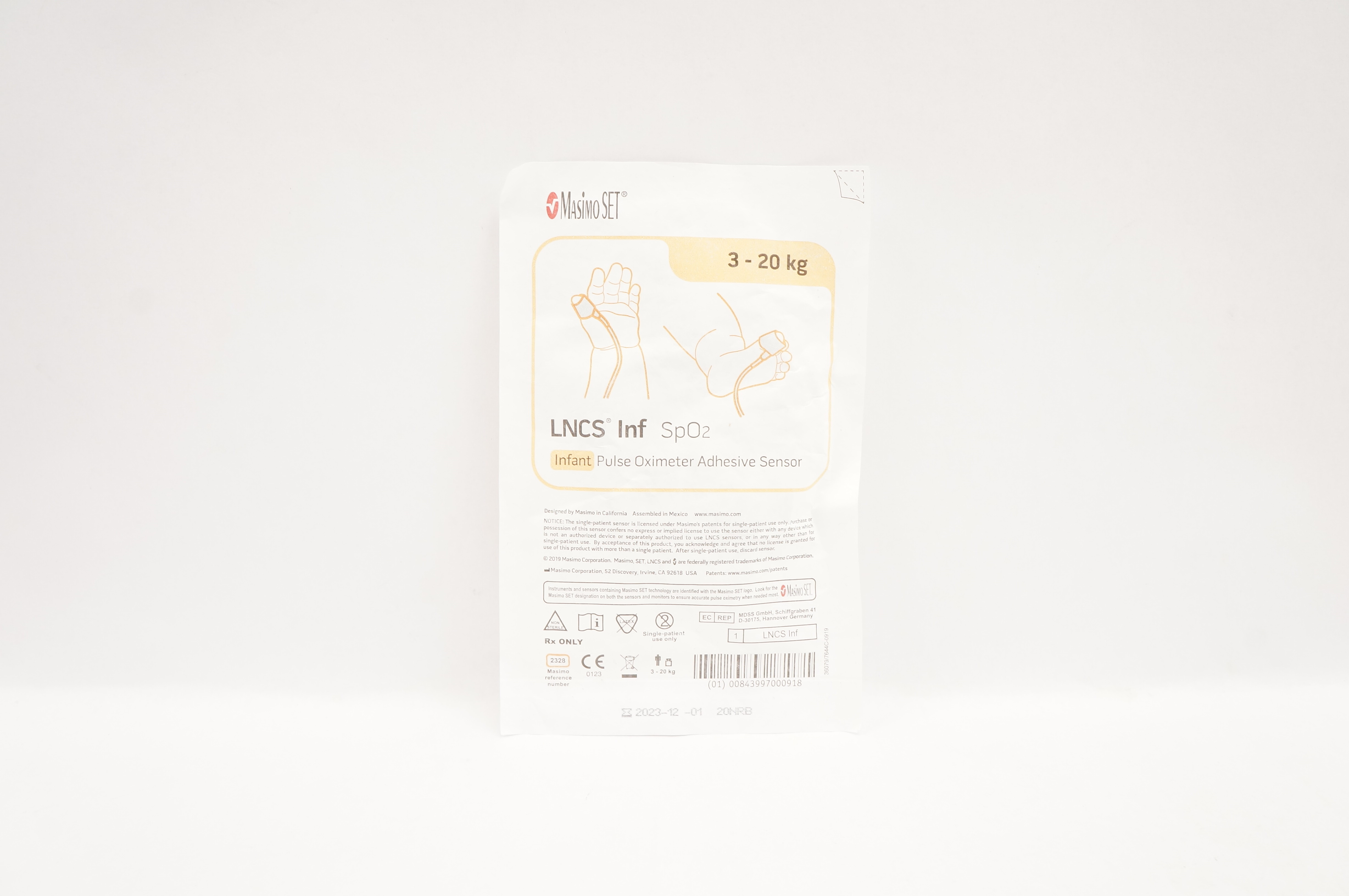 MasimoSet 2328 LNCS Infant SpO2 Pulse Oximeter Adhesive Sensor 3kg - 20kg