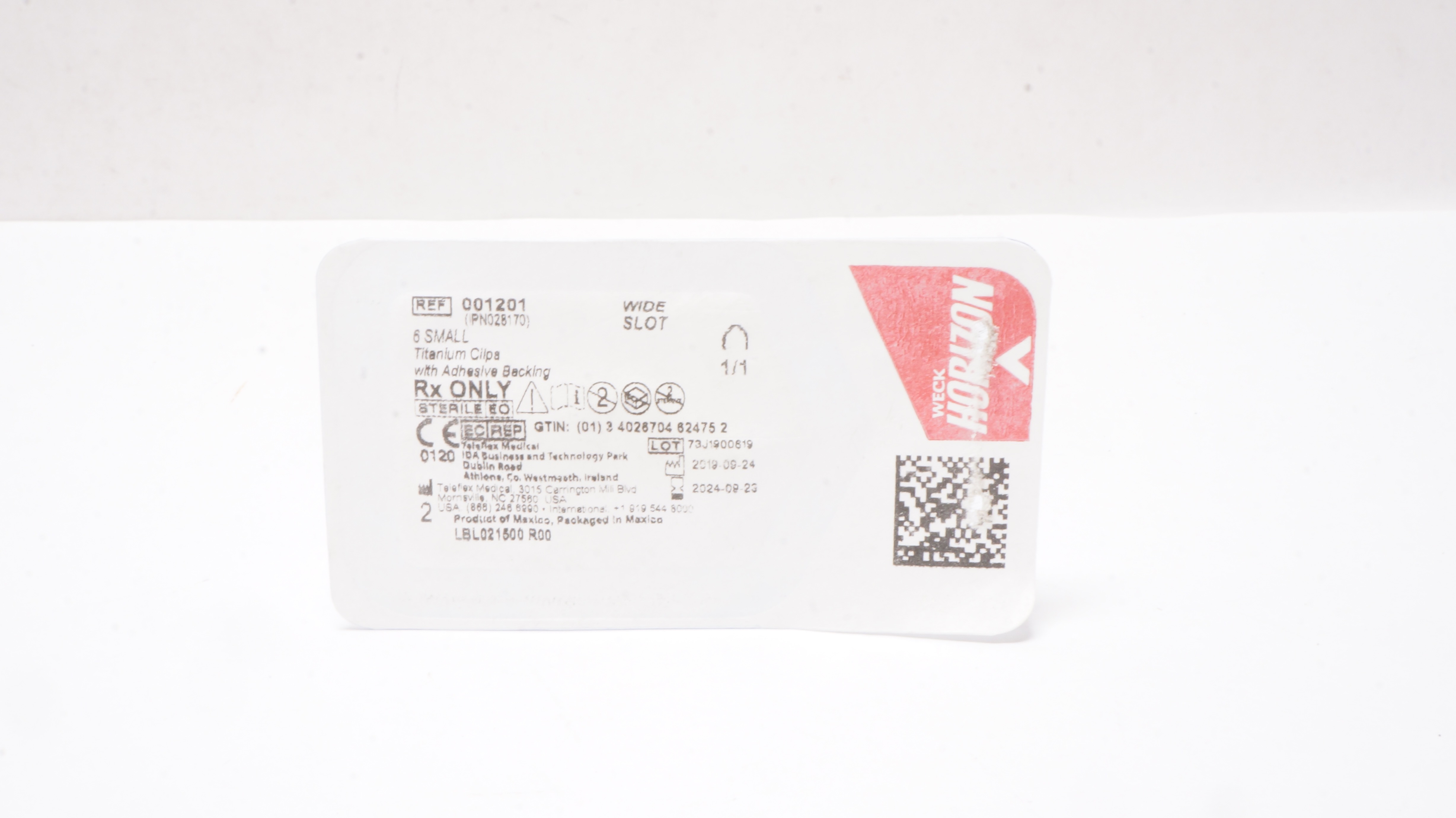 Teleflex 001201 Weck Horizon 6 Small Titanium Clips w/Tape Wide Slot