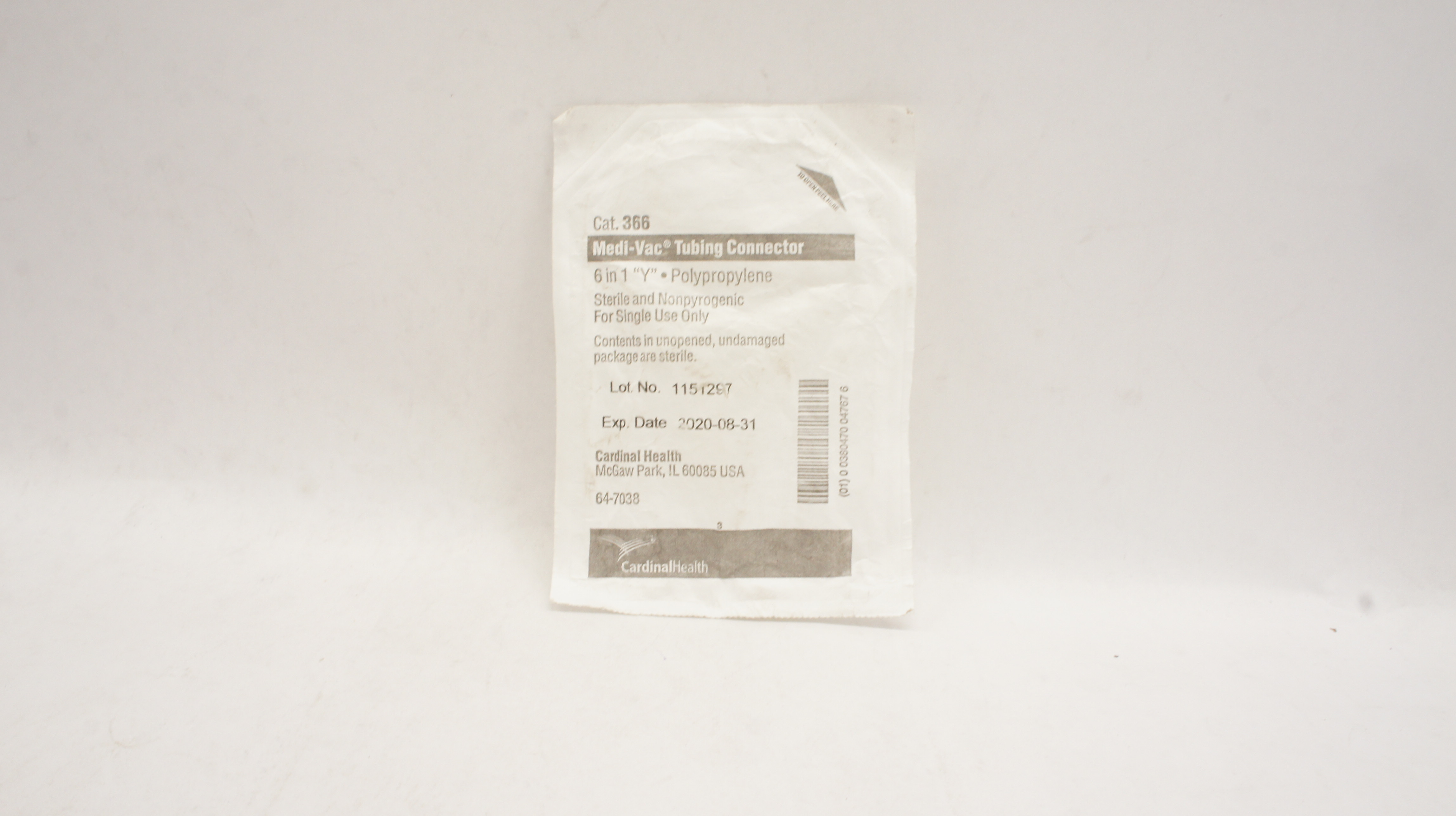 Cardinal Health 366 Medi-Vac Tubing Connector 6 inch1 Y Polypropylene (x)