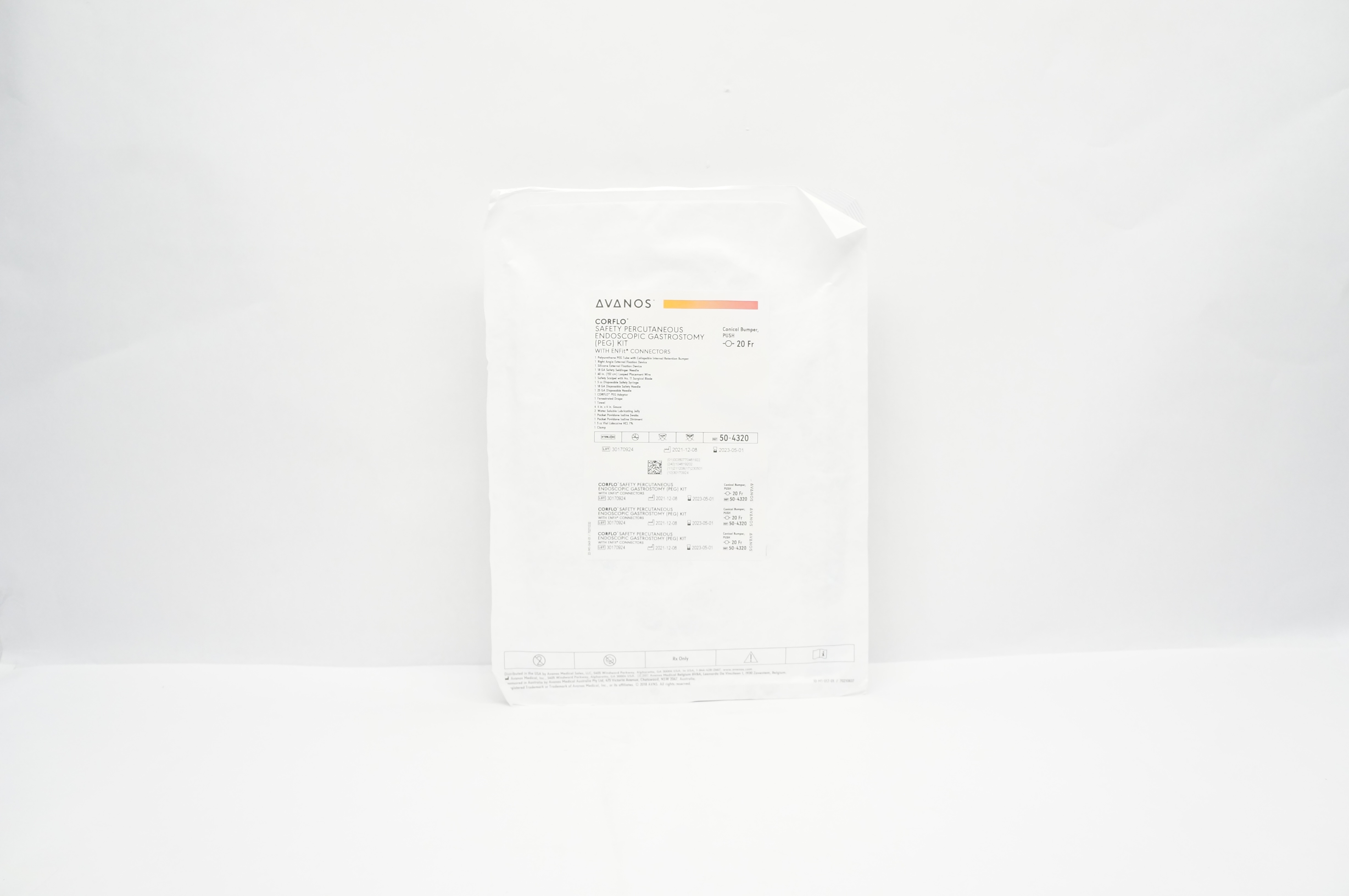 Avanos 50-4320 Corflo Safety Percutaneous Endoscopic Gastrostomy Kit 20Fr (x)