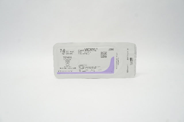 Ethicon J566 7-0 Coated VICRYL Stre TG140-8, 6.5mm 3/8c Spatula, 12inch