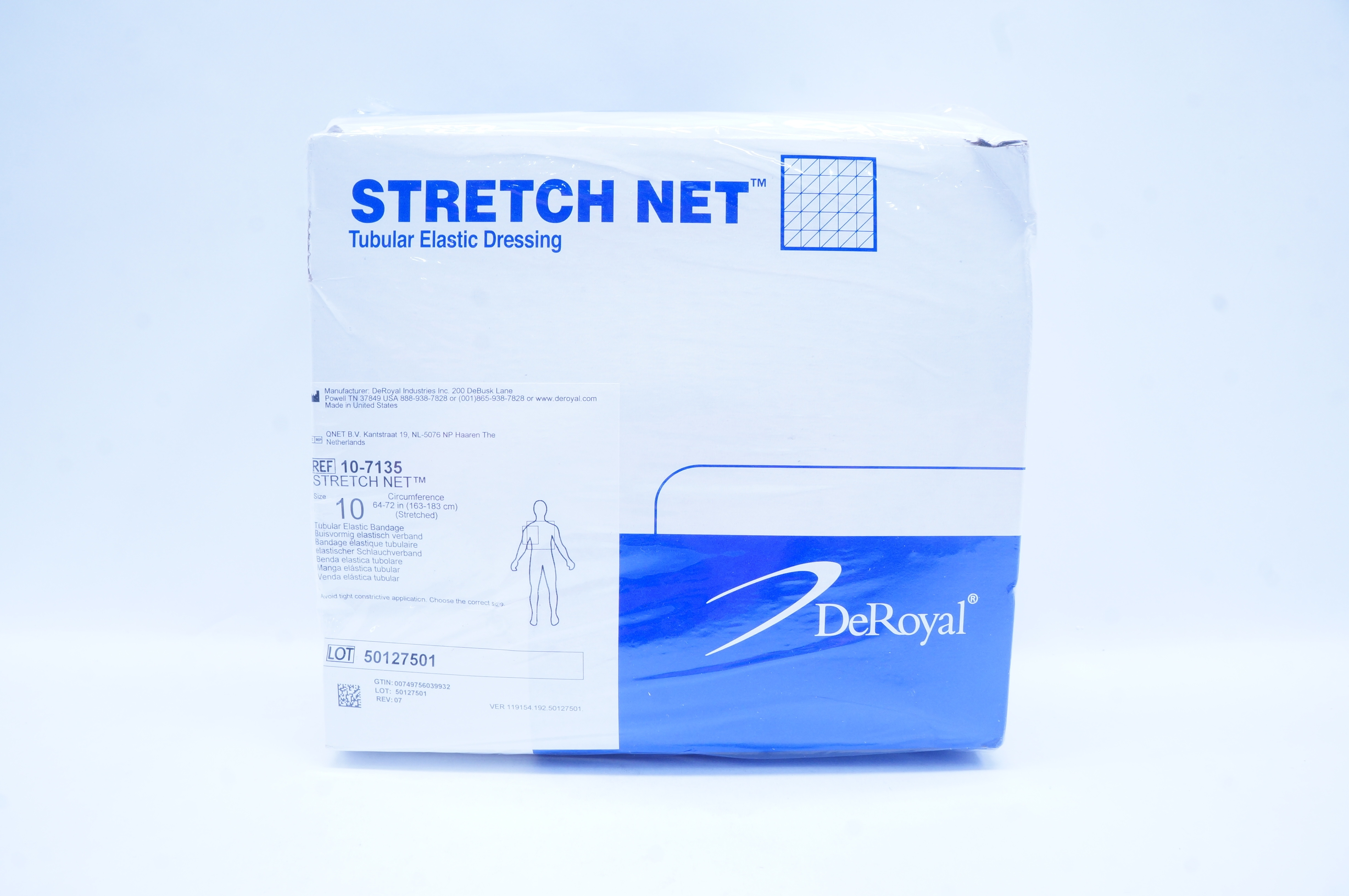 DeRoyal 107135 Stretch Net Tubular Elastic Bandage Size 10 6472 inch