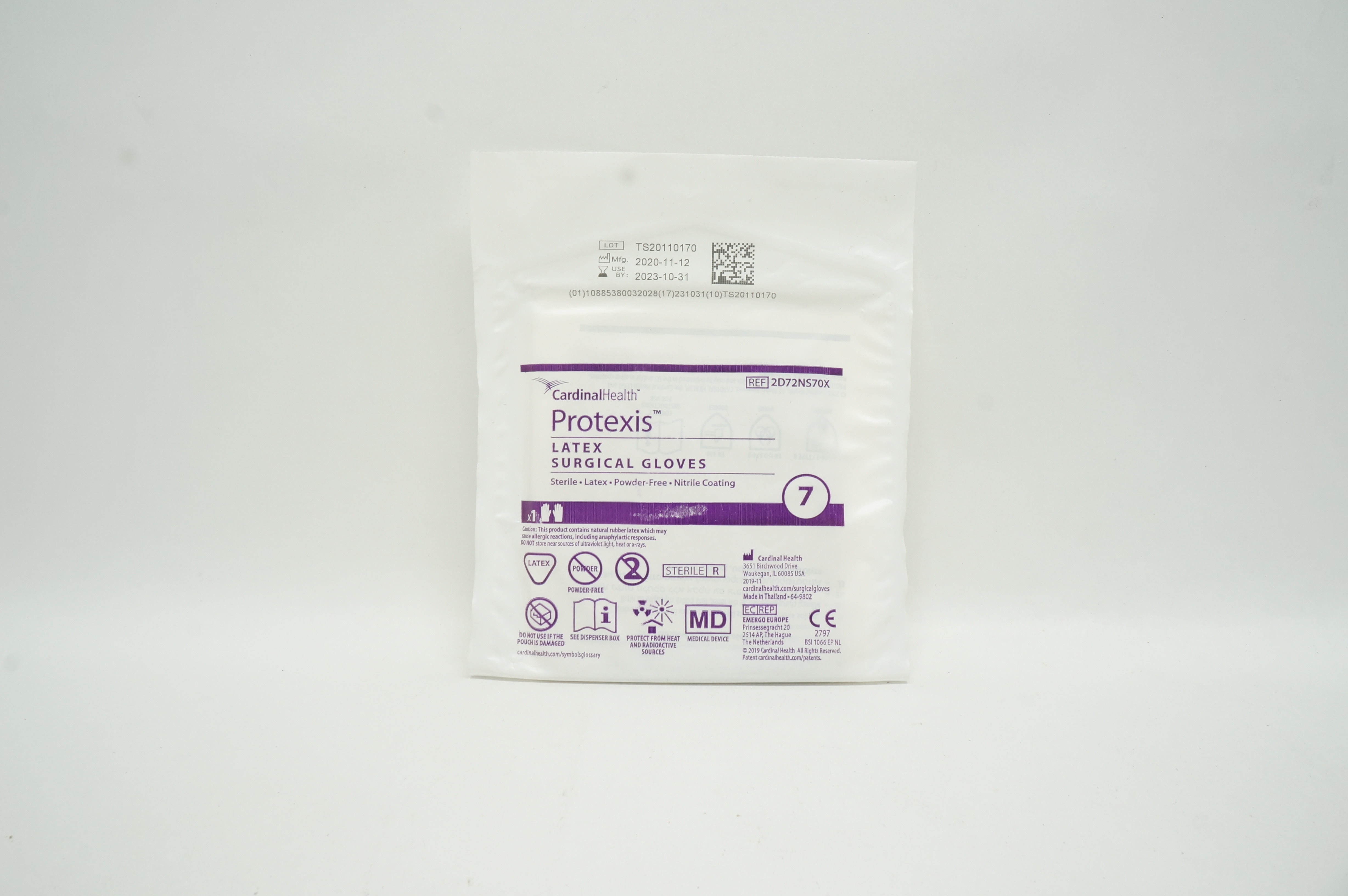 Cardinal Health 2D72NS70X Protexis Latex Powder-Free Surgical Gloves, Size 7