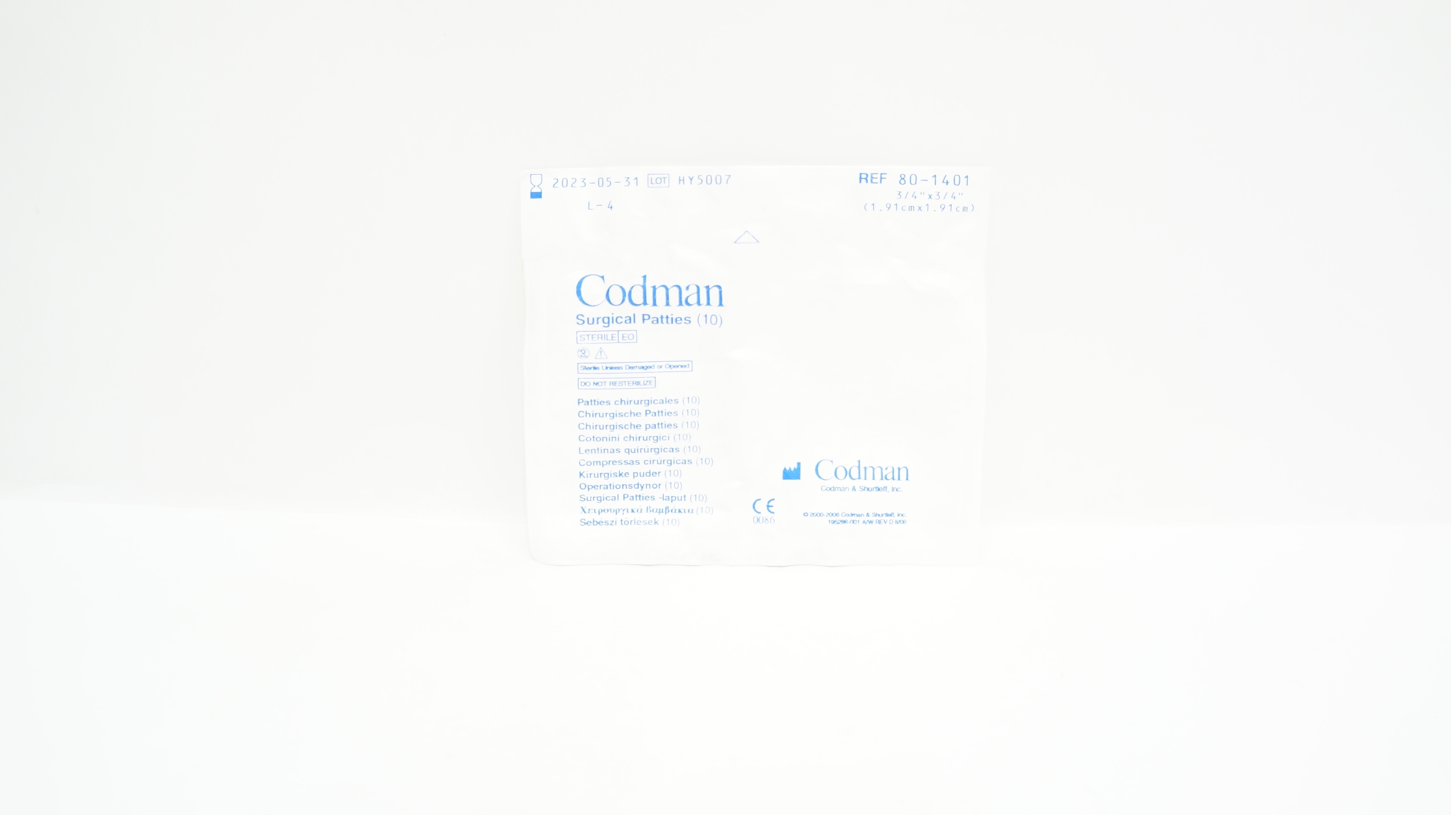 Codman 80-1401 Surgical Patties 3/4 x 3/4 inch (x) - Pack of 10
