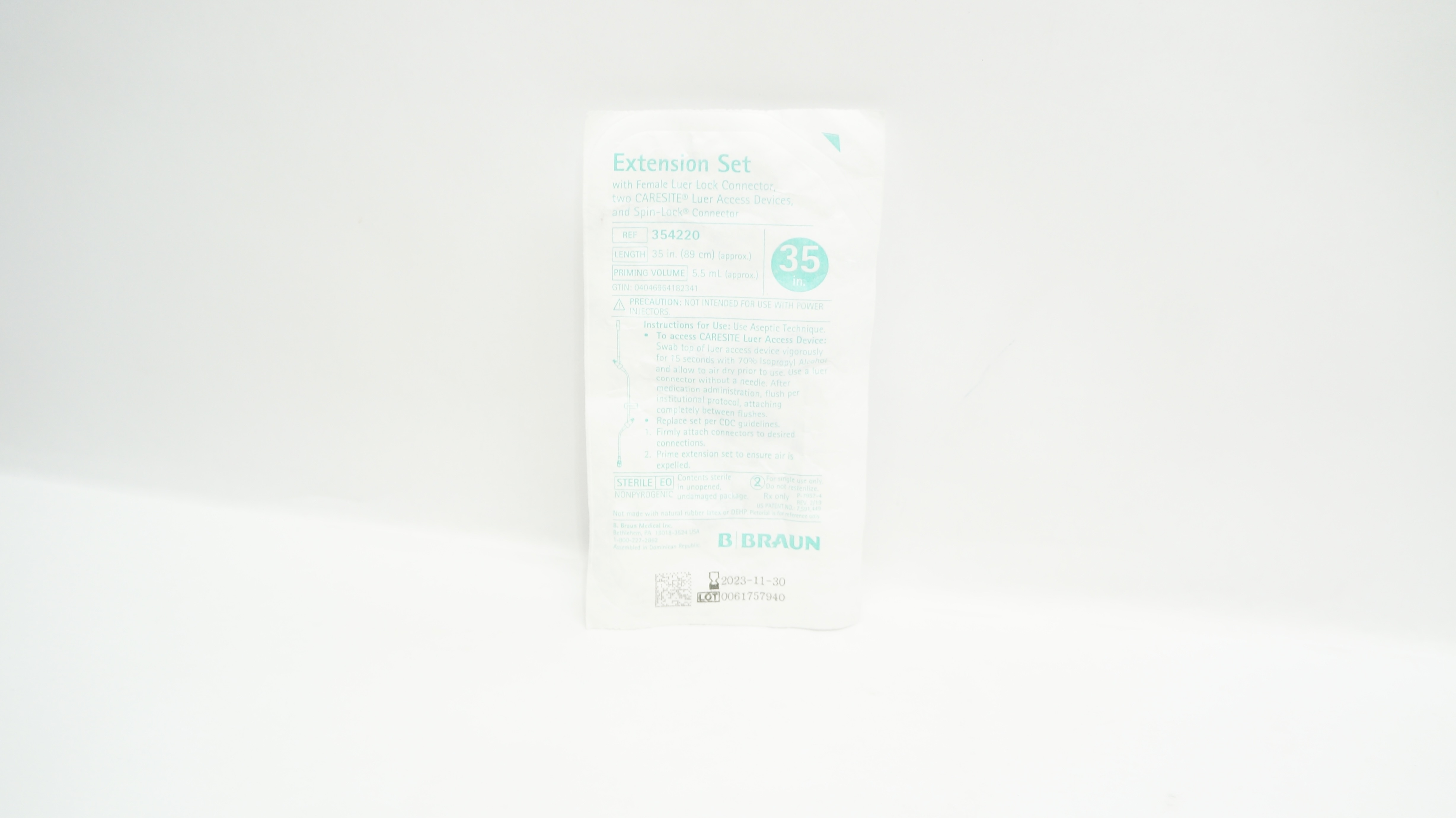 Braun 354220 Extension Set w/Female Luer Lock Connector 35inch x 5.5mL (x)