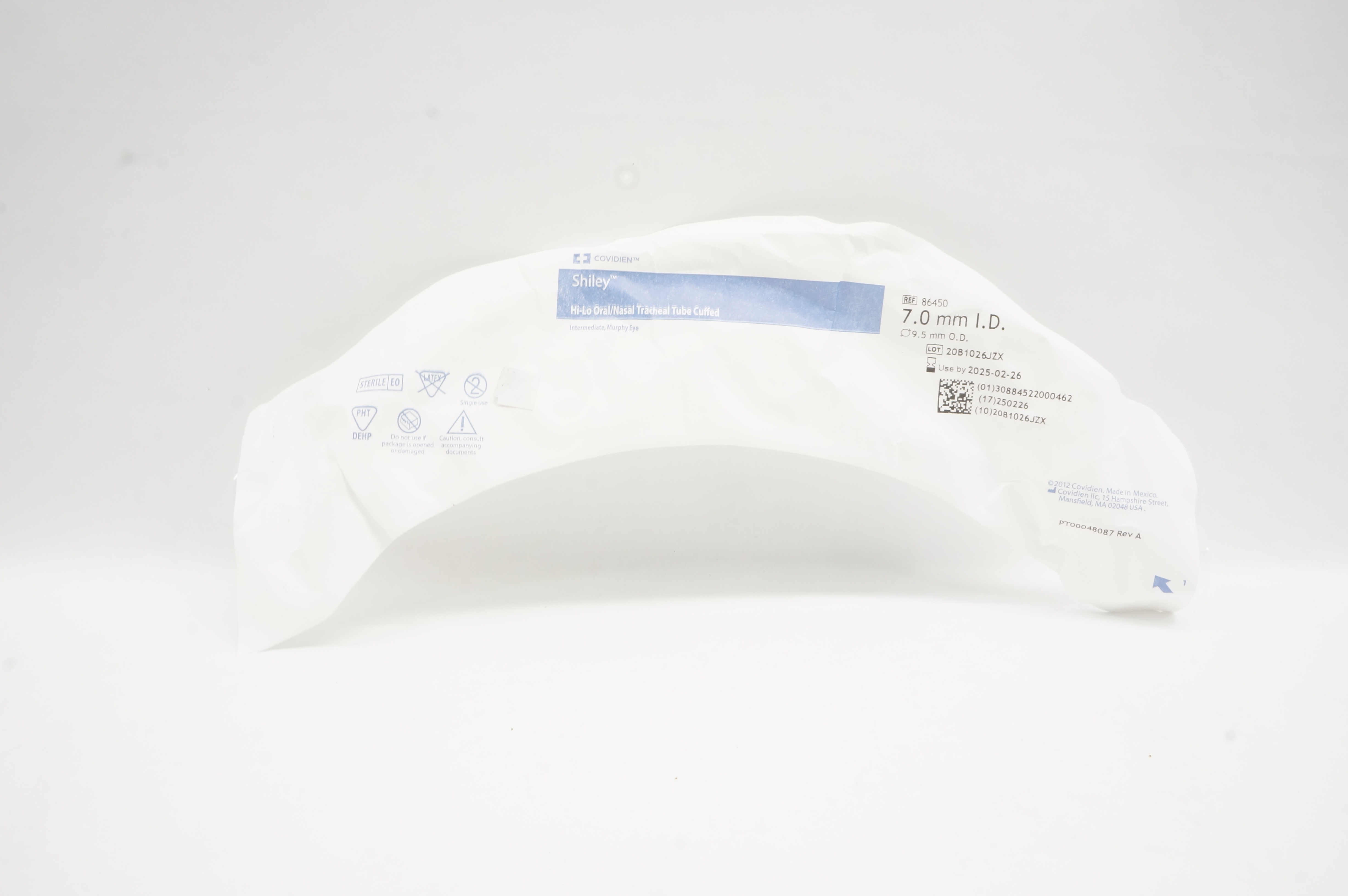 Covidien 86450 Shiley Hi-Lo Oral/Nasal Tracheal Tube 7mm x 9.5mm