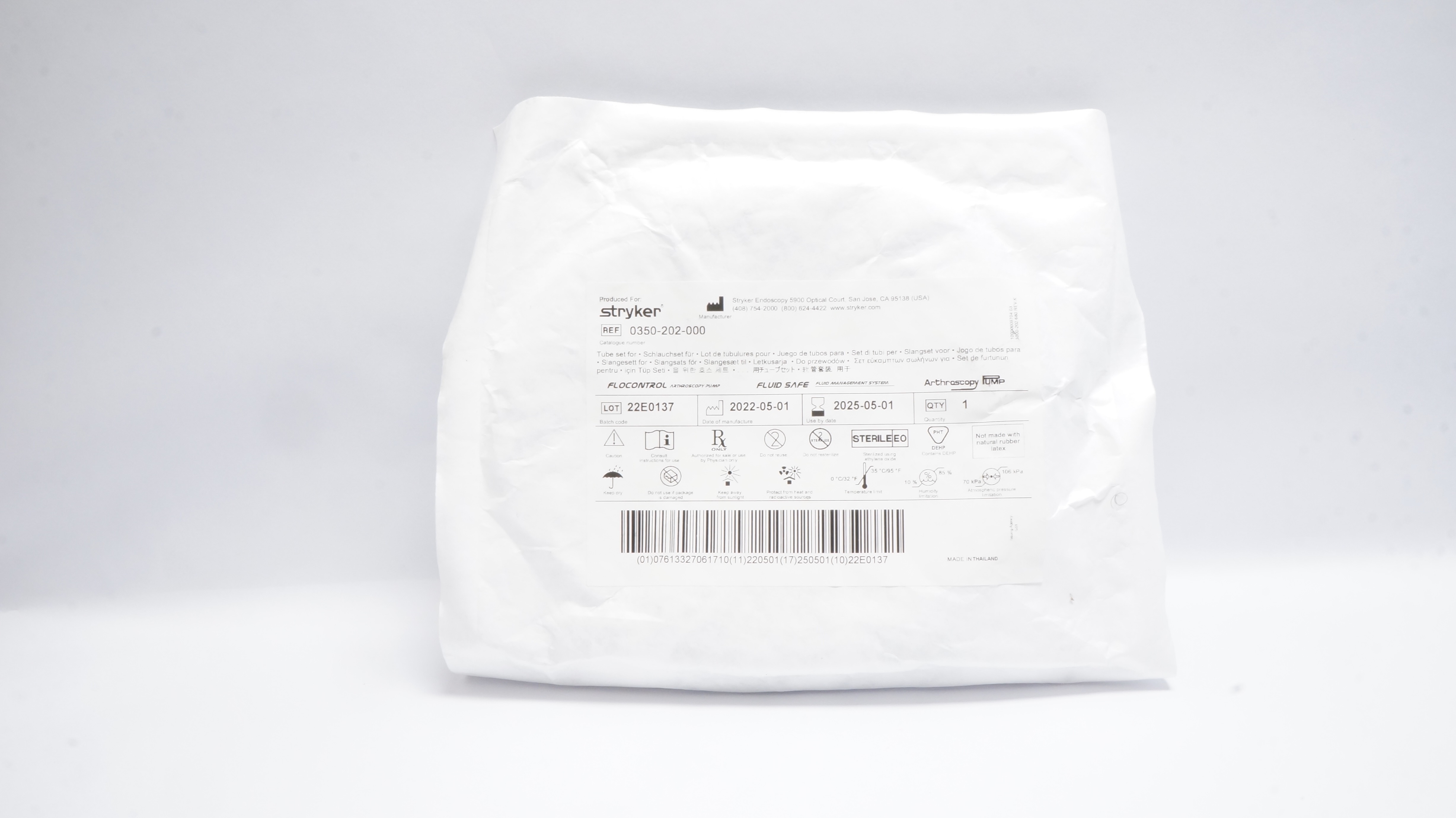 Stryker 0350-202-000 Flocontrol Arthroscopy Pump Tube Set