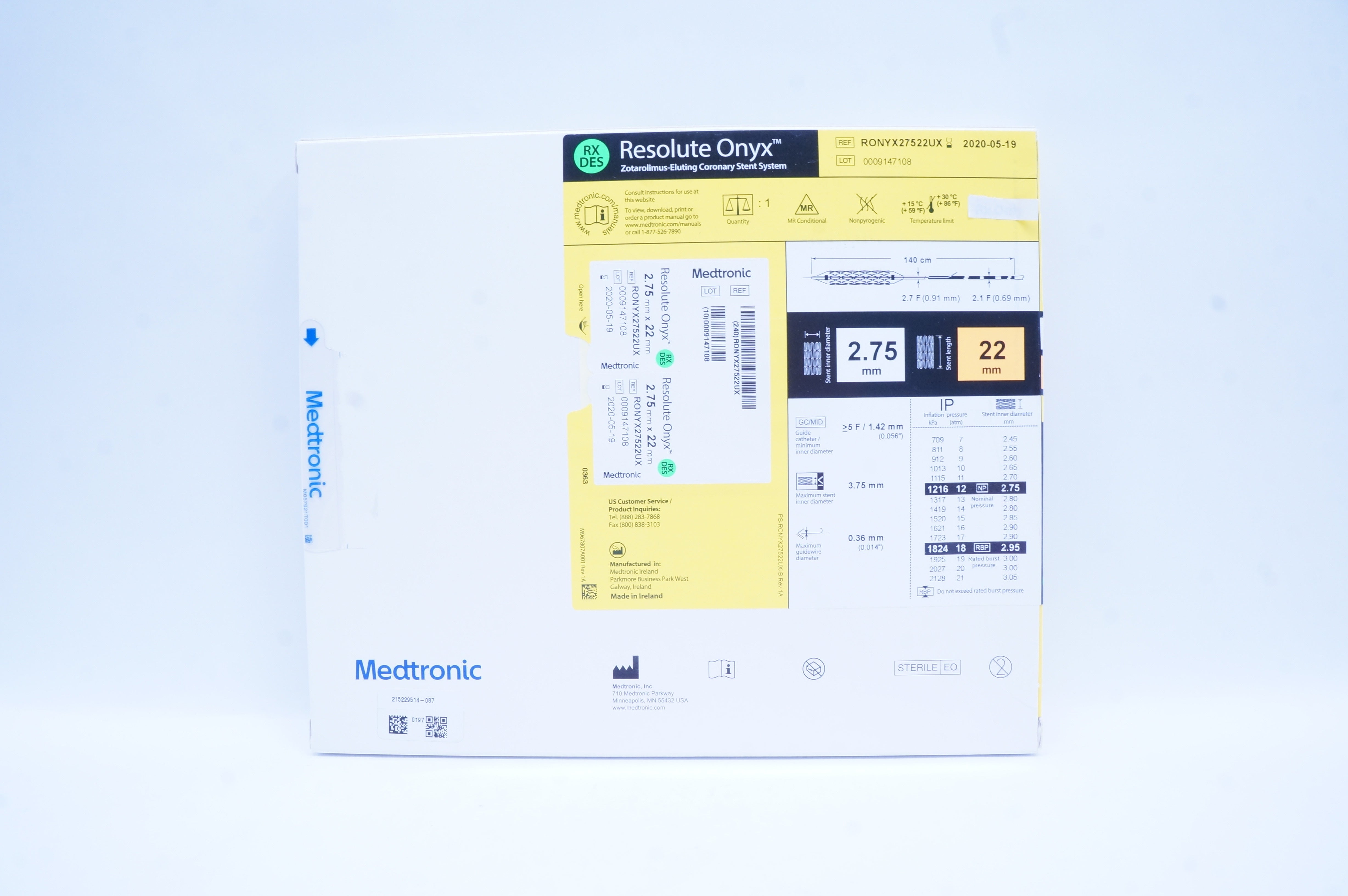 Medtronic RONYX27522UX Resolute Onyx Coronary Stnt System 2.75mm x 22mm (x)