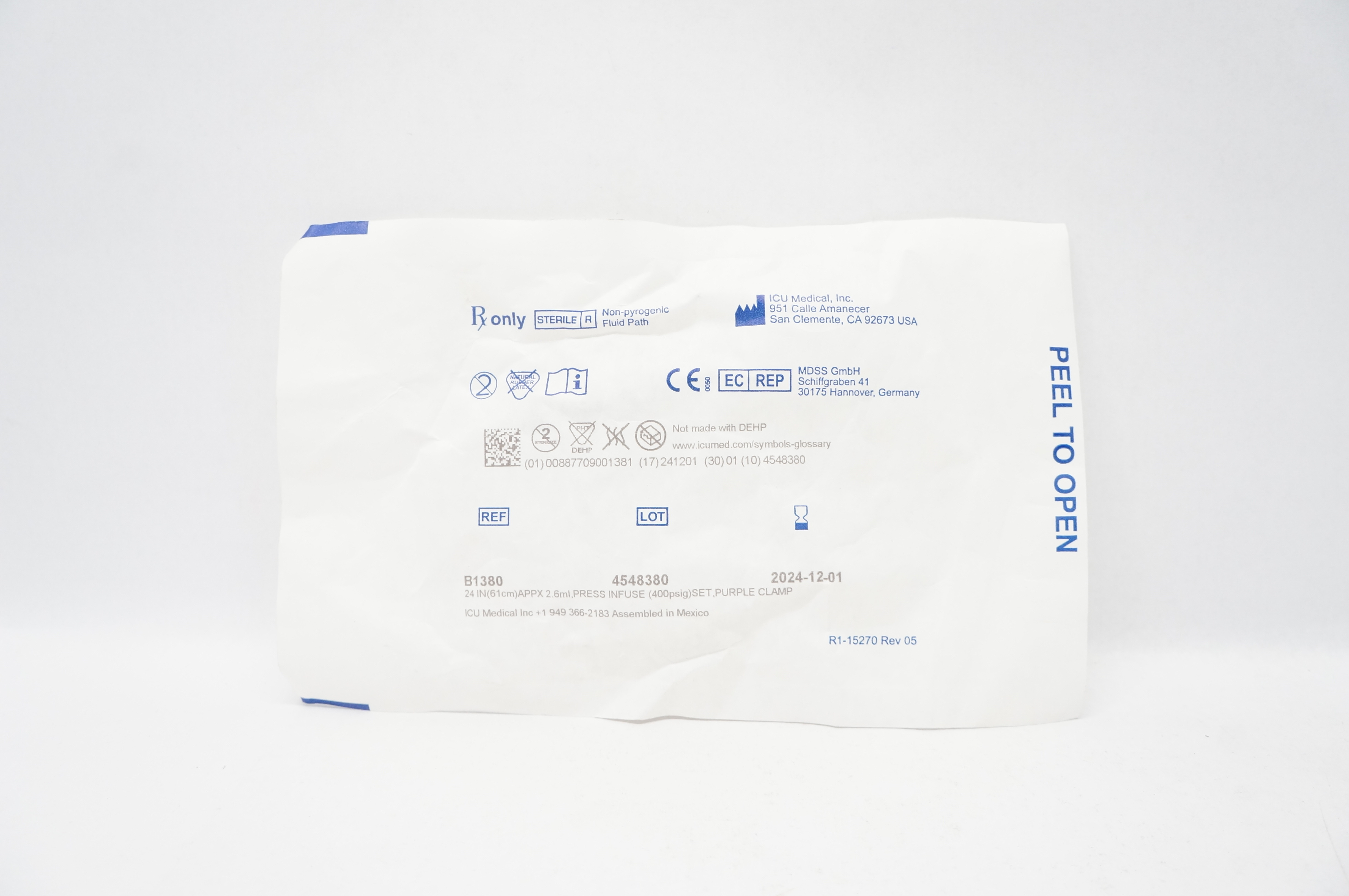 ICU Medical B1380 IV EXTENSION SET MICROBORE 24inch x 2.6ml