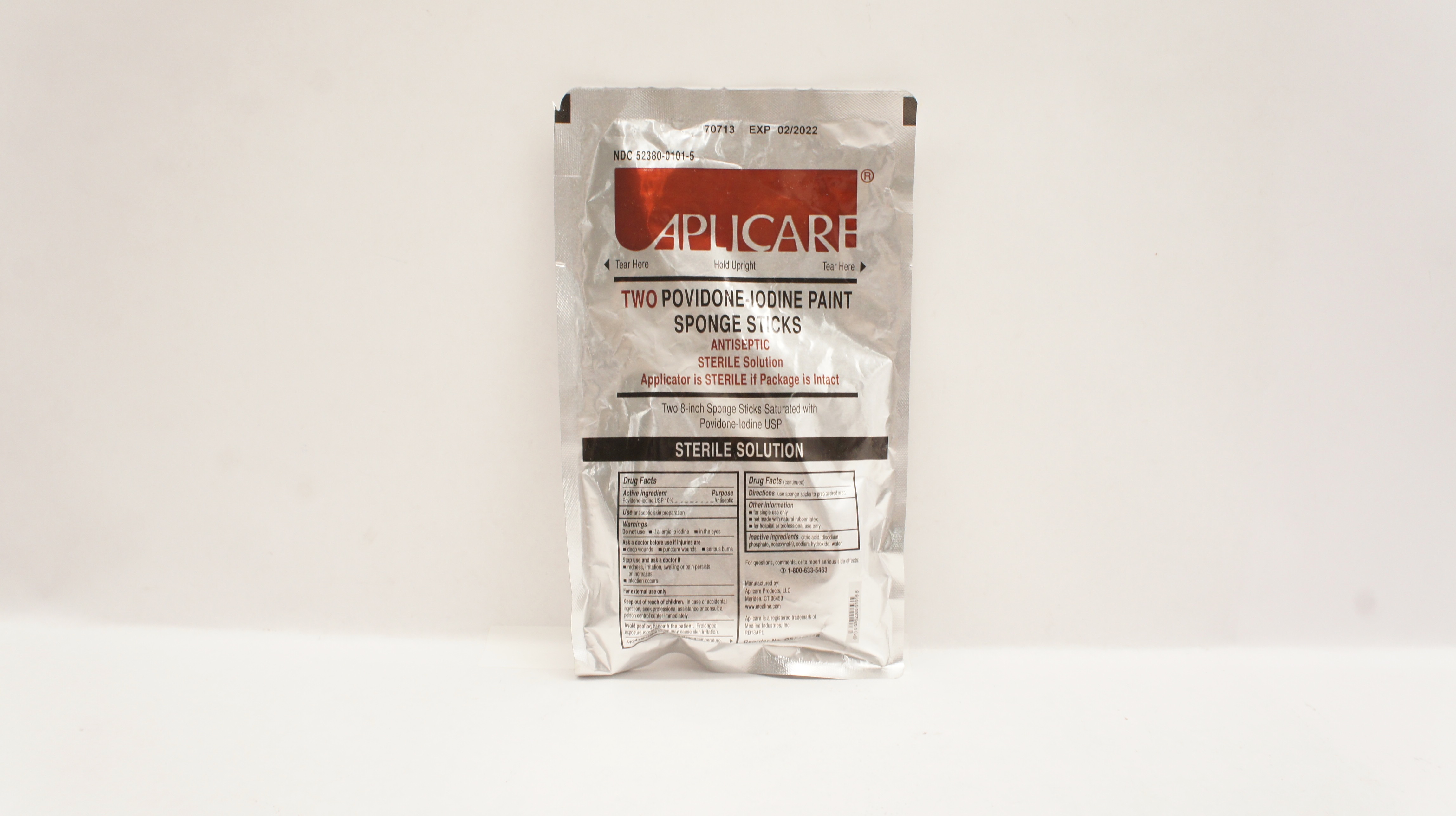 Aplicare ORF20015S Two Povidone-Iodine Paint Sponge Sticks 8inch