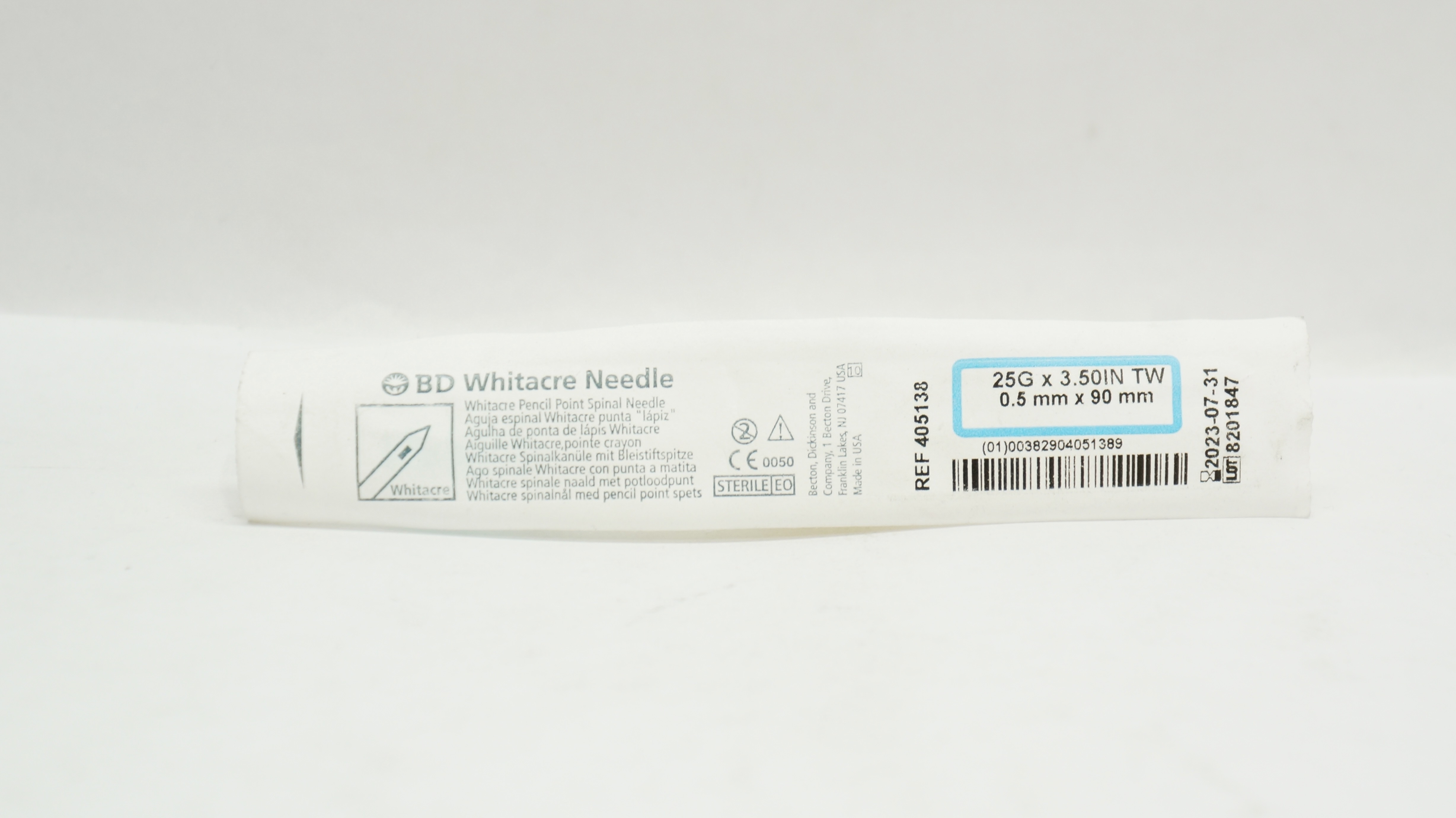 BD 405138 Whitacre Pencil Point Spinal Ndle 25Ga x 3.50 inch (x)