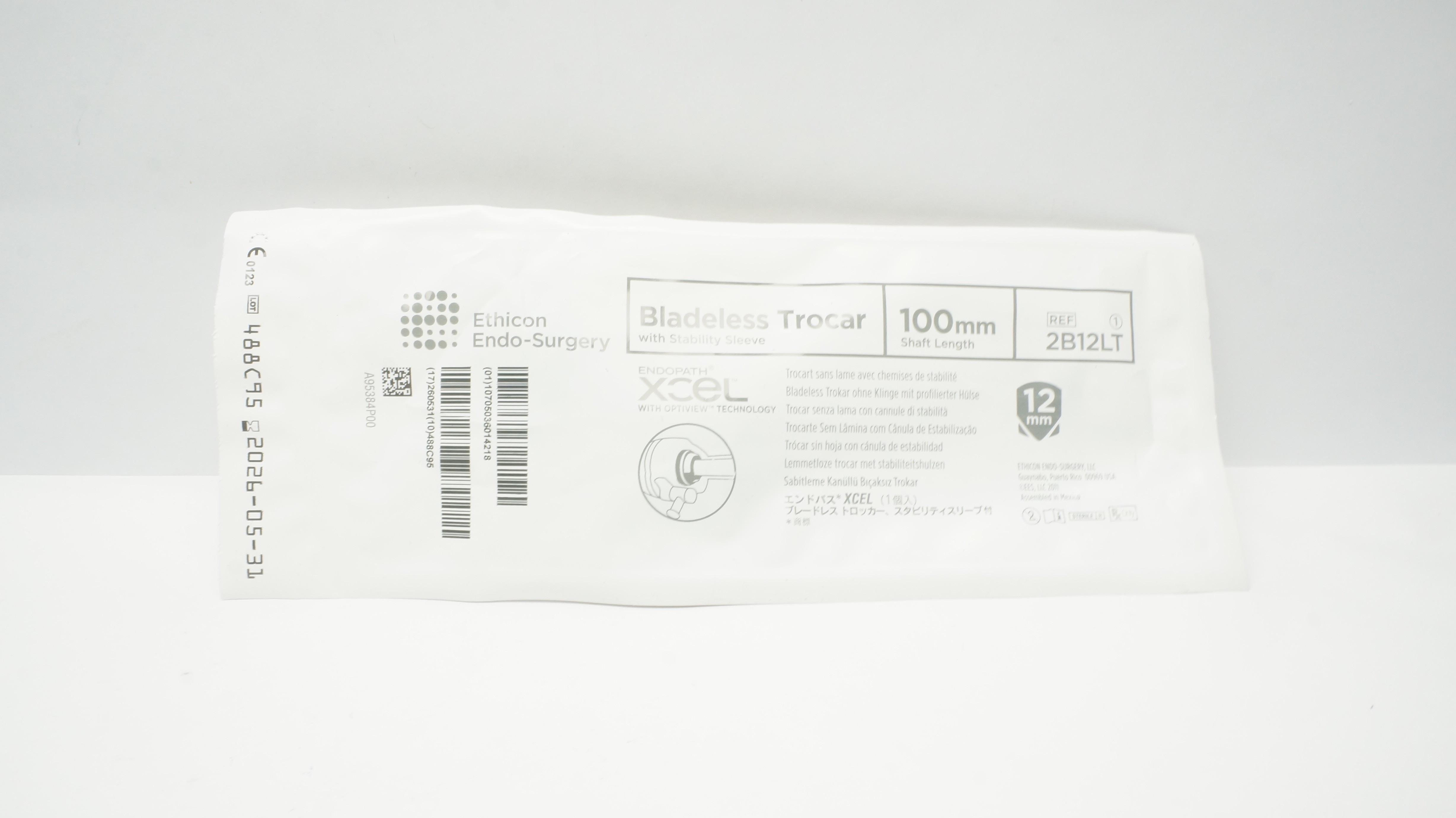 Ethicon 2B12LT Endopath Bladeless Trocar W/OPTIVIEW Stability Sleeve 12