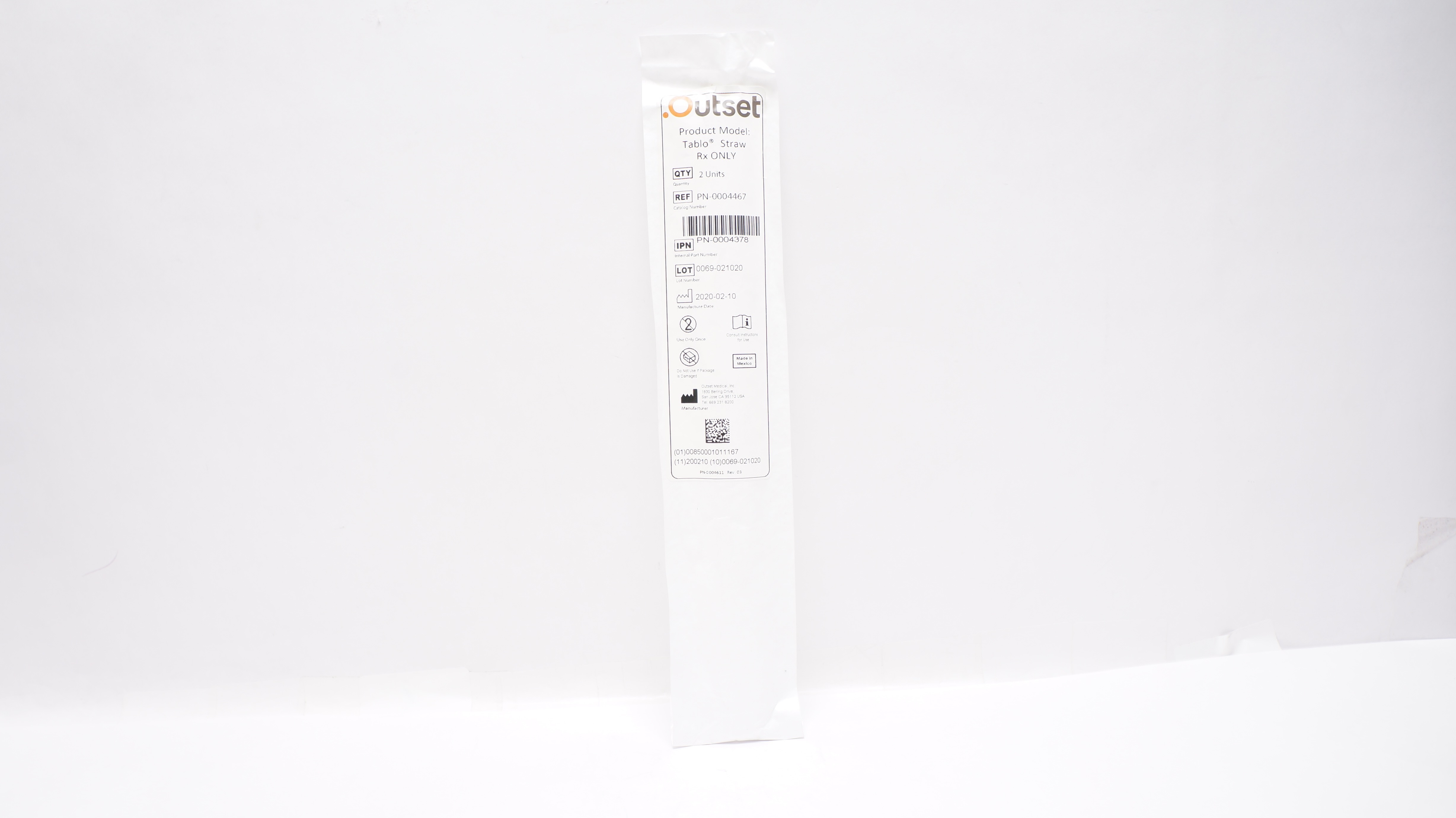 Outset Medical PN-0004467 Tablo Straws - Pack of 2