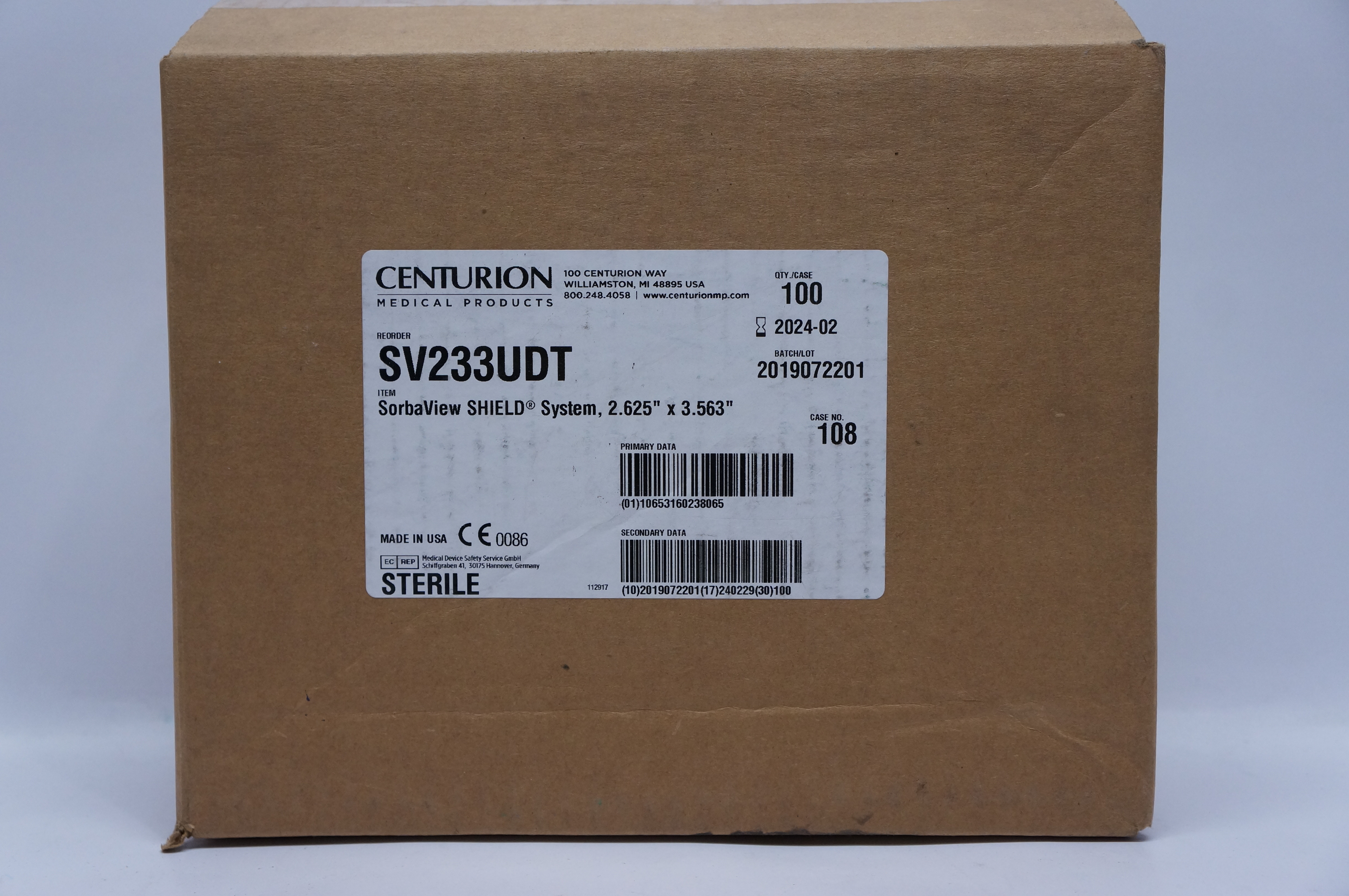 Centurion SV233UDT SorbaView Shield System, 2.625inch x 3.563inch - Box of 100