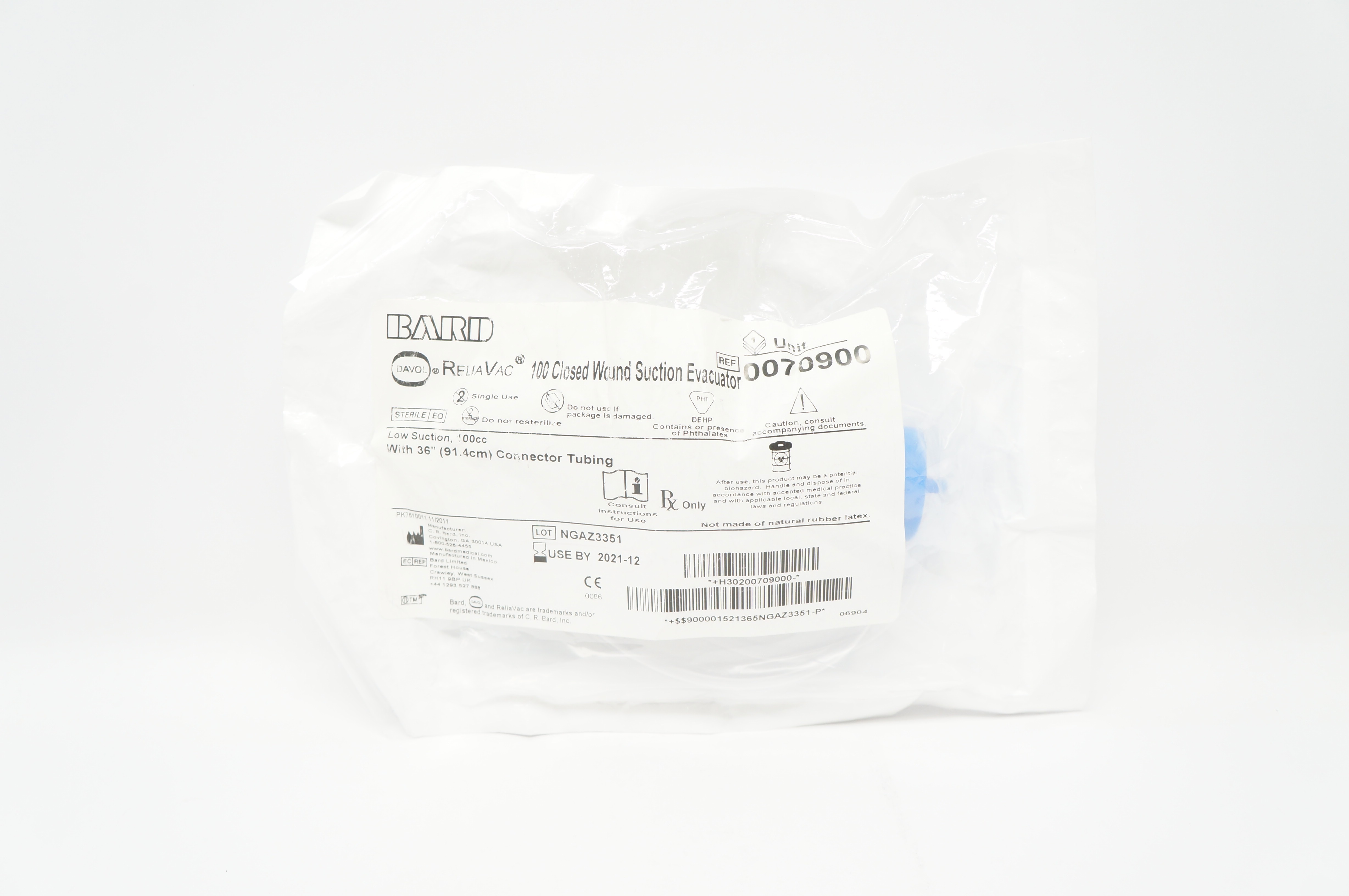 Bard 0070900 ReliaVac 100 Closed Wound Suction Evacuator (x)