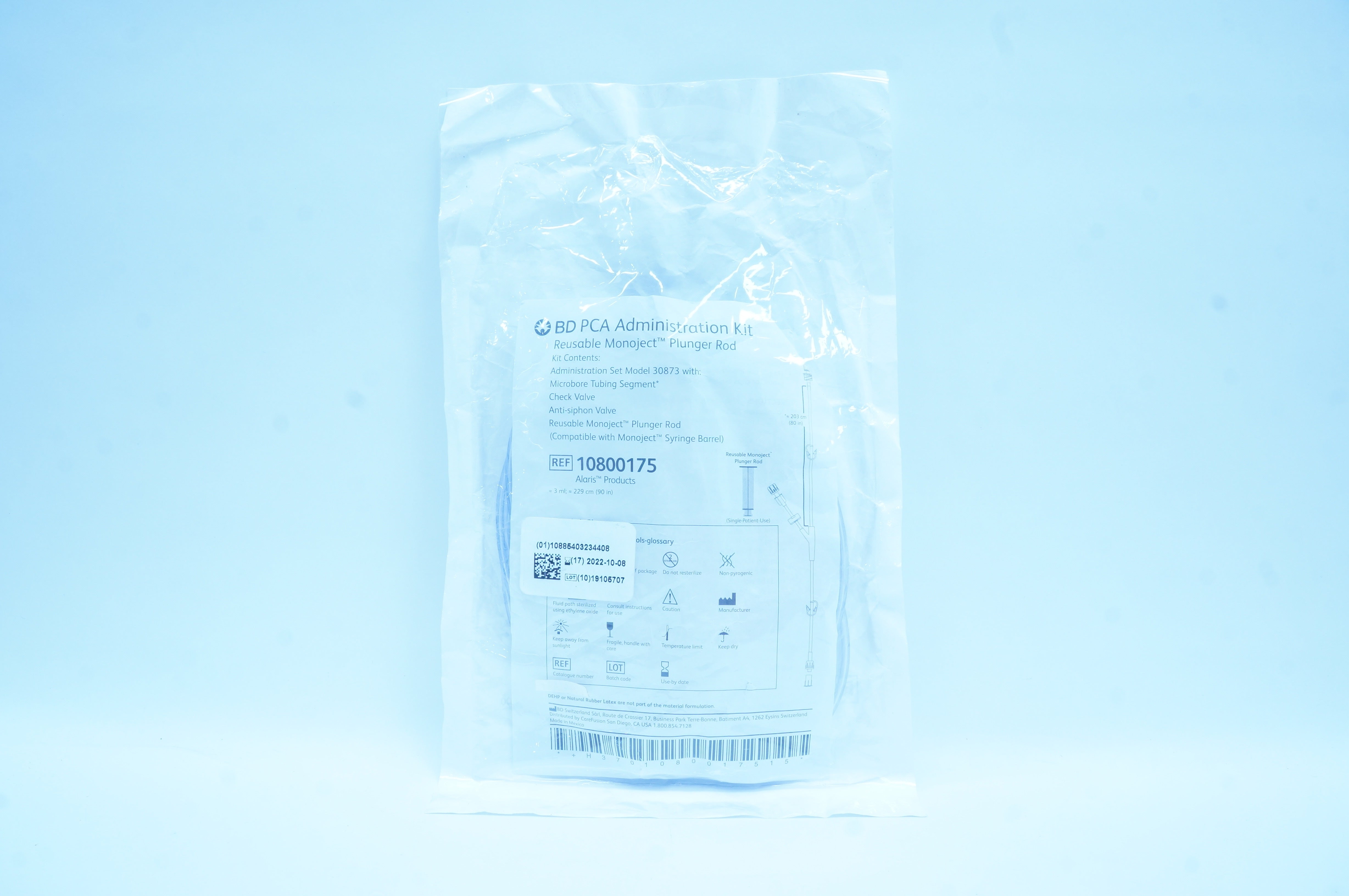 BD 10800175 PCA Administration Kit Reusable Monoject Plunger Rod 3ml x ...