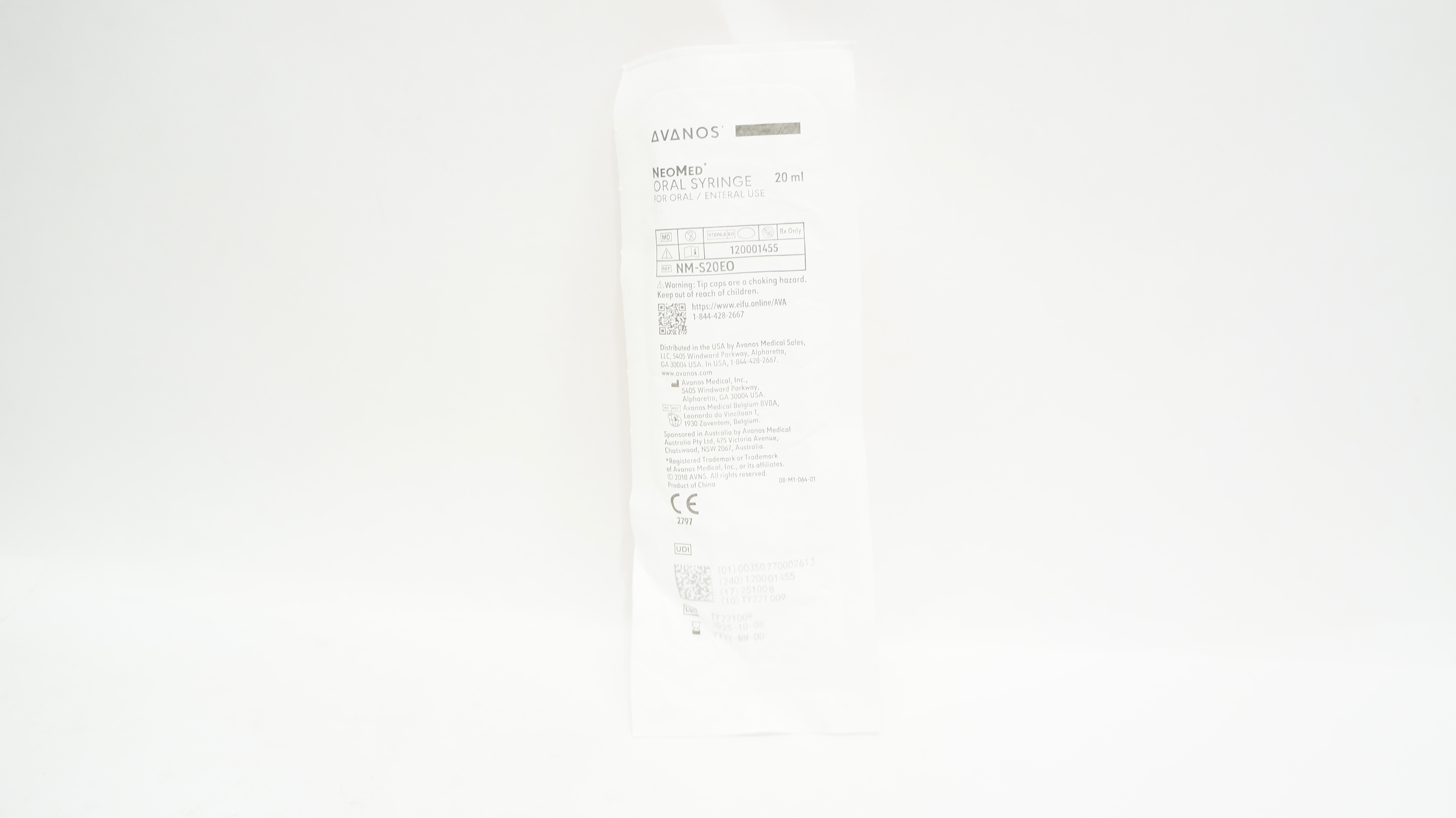 NeoMed NM-S20EO 20mL Oral Syringe for Oral / Enteral Use