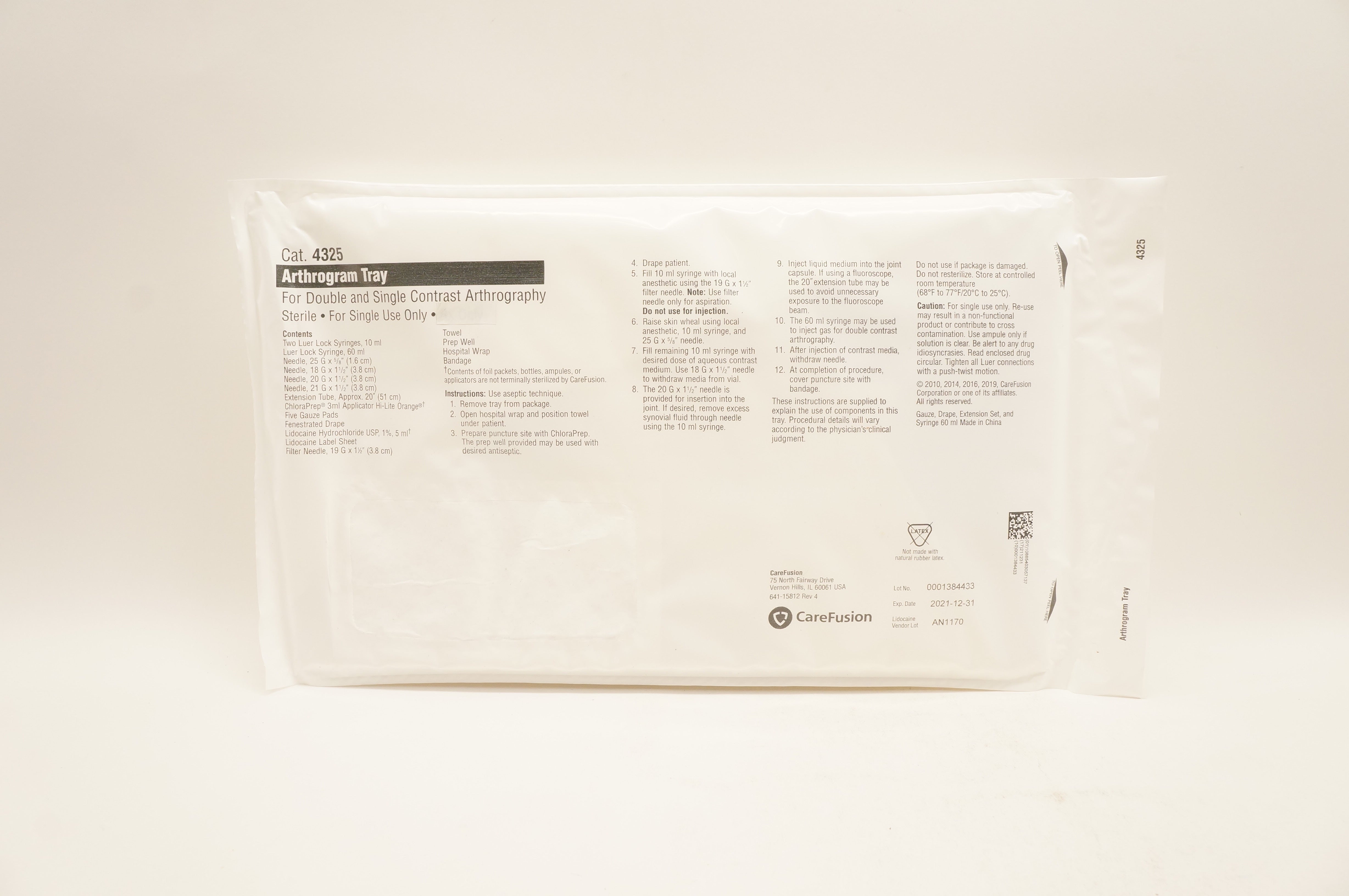 CareFusion 4325 Arthrogram Tray