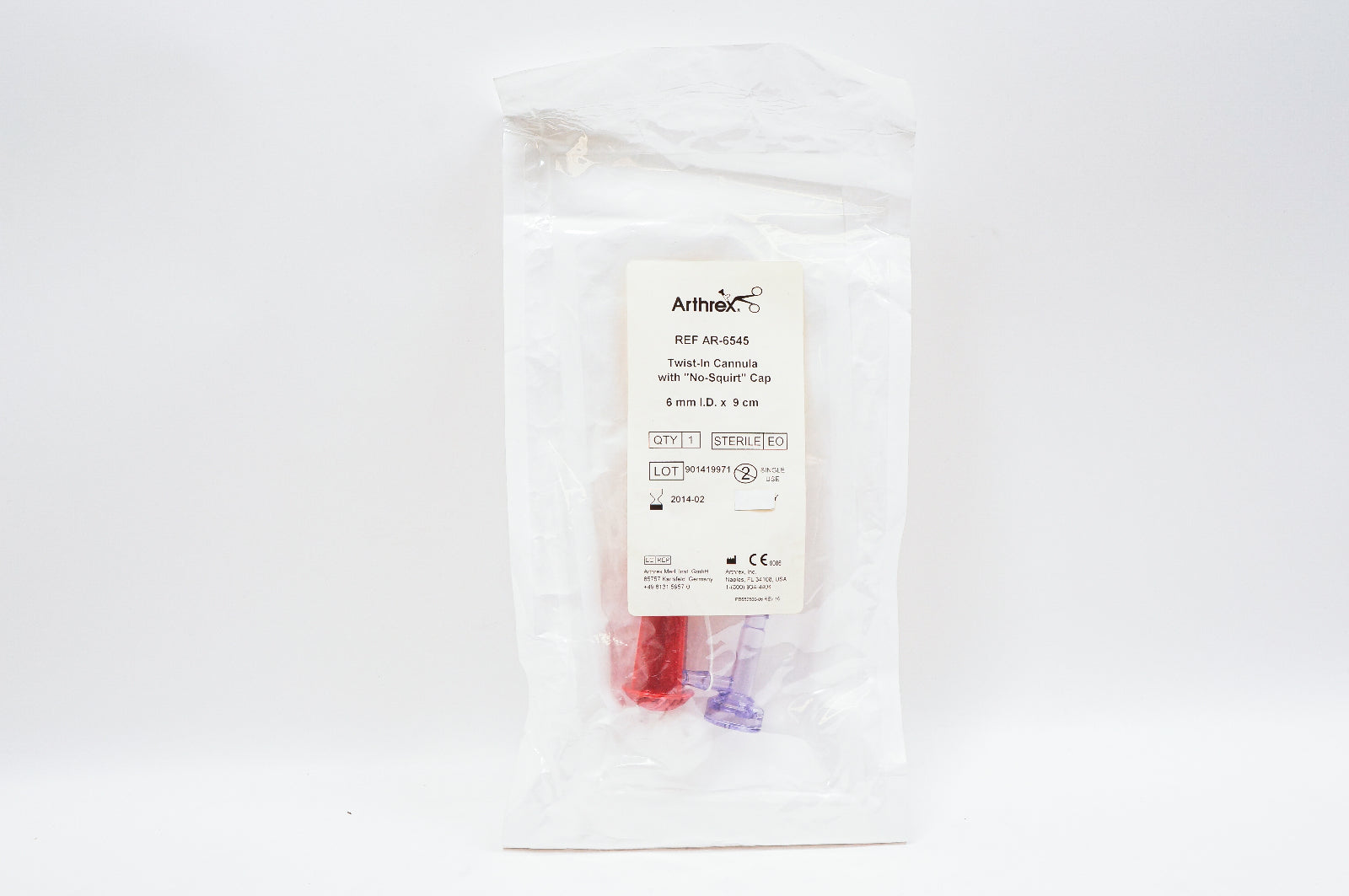 Arthrex AR-6545 Twist-In Cannula with Cap 6mm I.D. x 9cm (x)