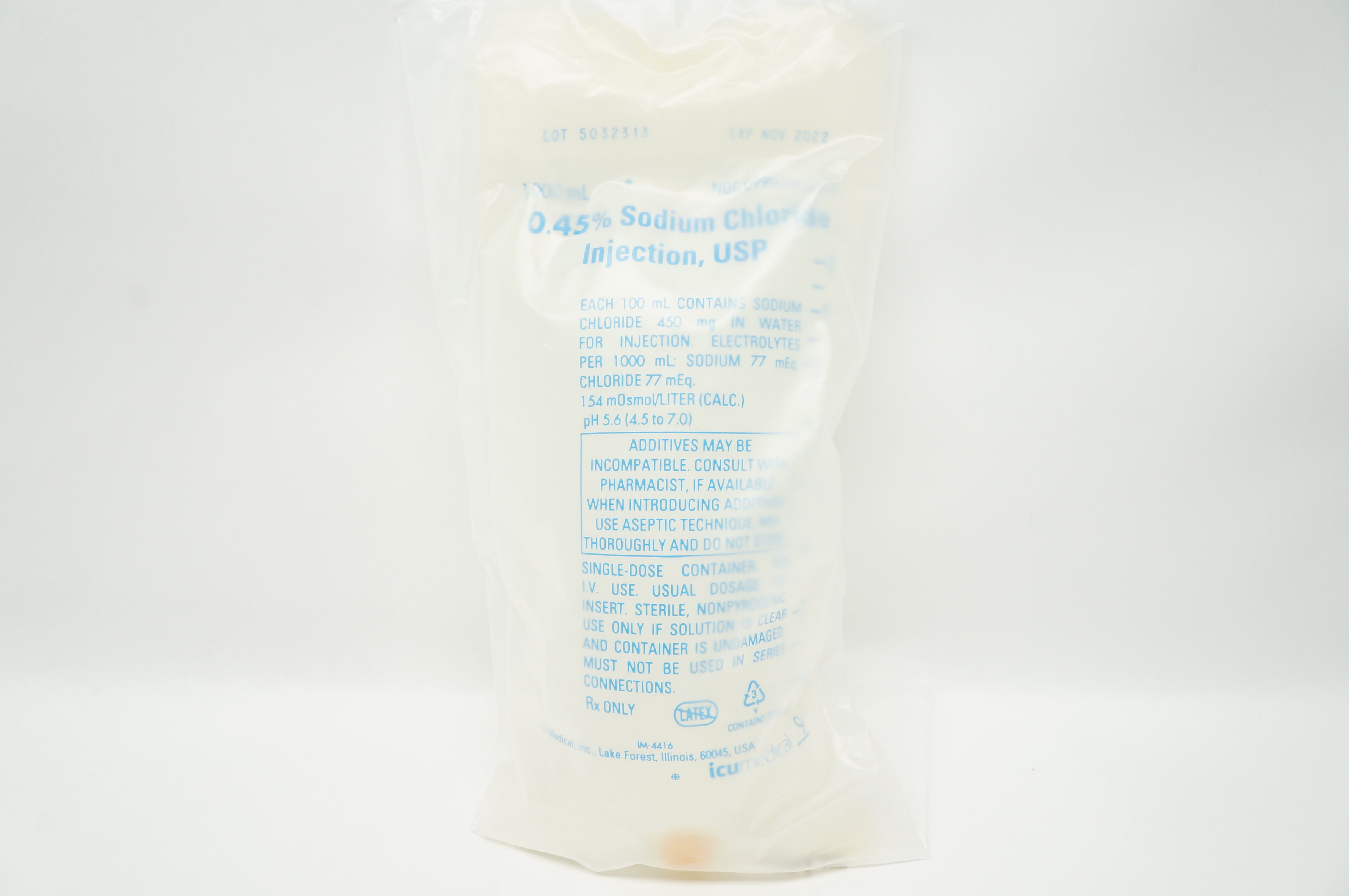 ICU Medical 0.45% Sodium Chloride Injection USP 1000ml
