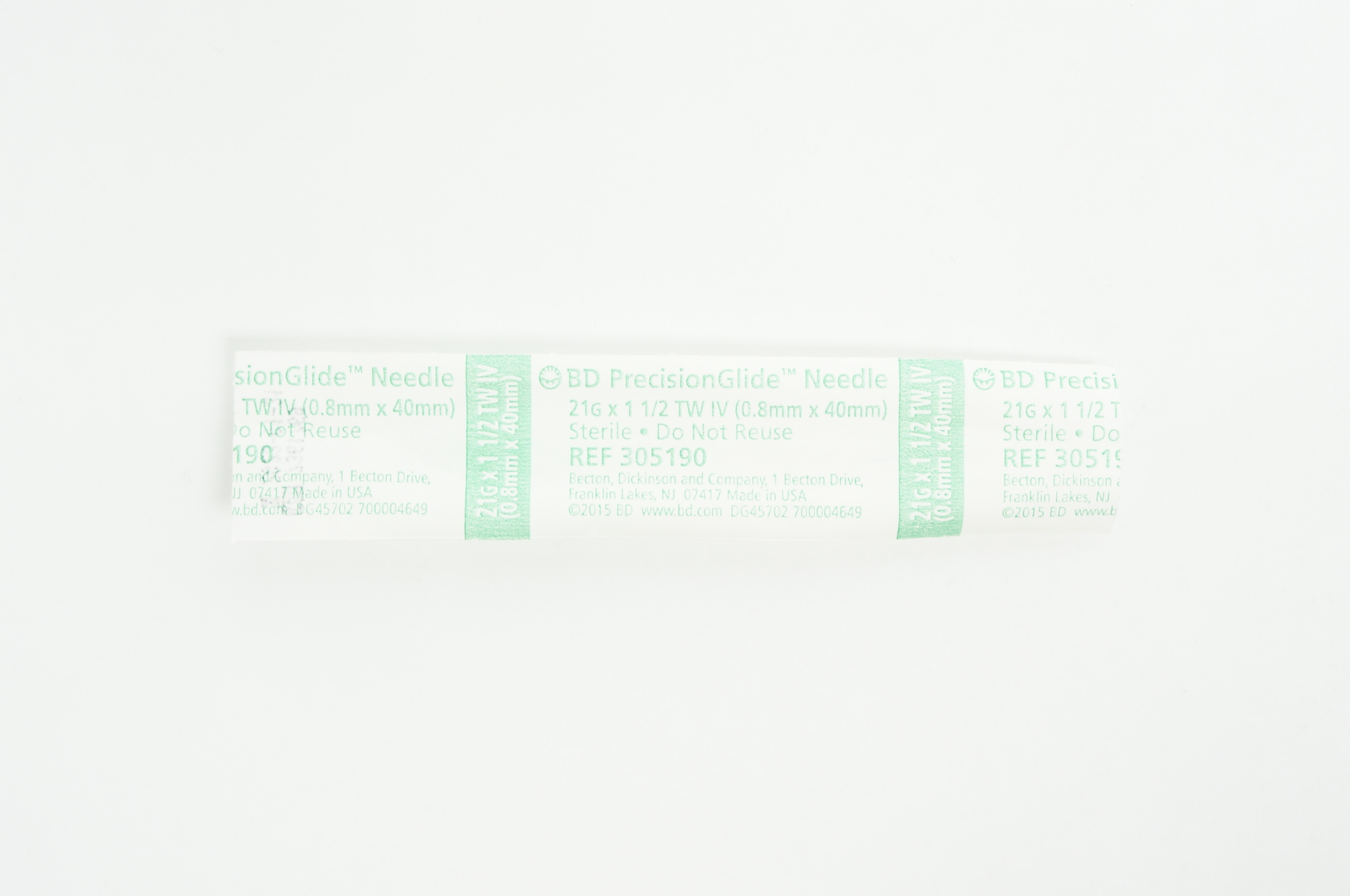 BD 305190 Becton PrecisionGlide  Ndle. TW IV, 21G x 1-1/2inch