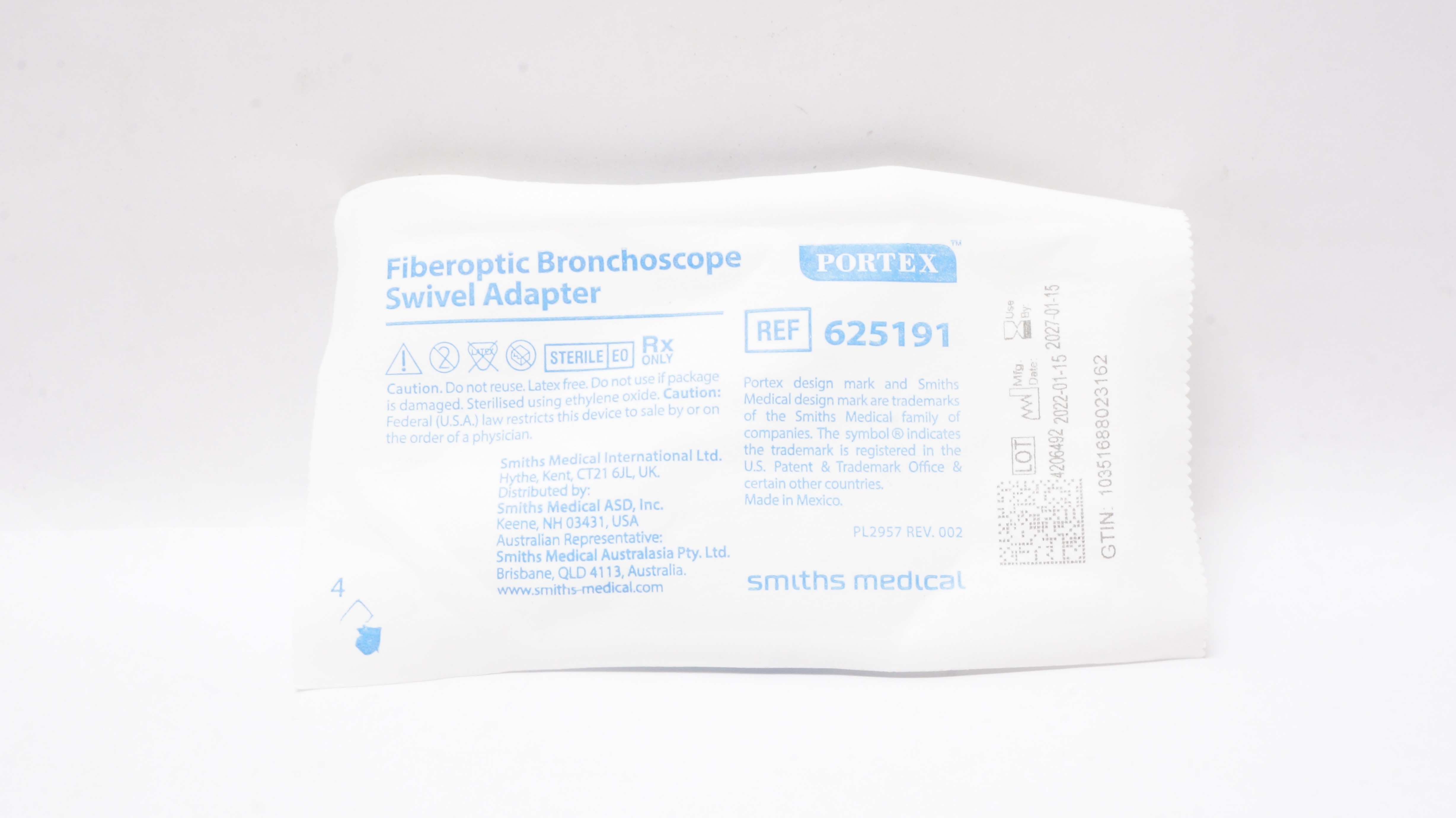 Smiths Medical 625191 Portex Fiberoptic Bronchoscope Swivel Adatper
