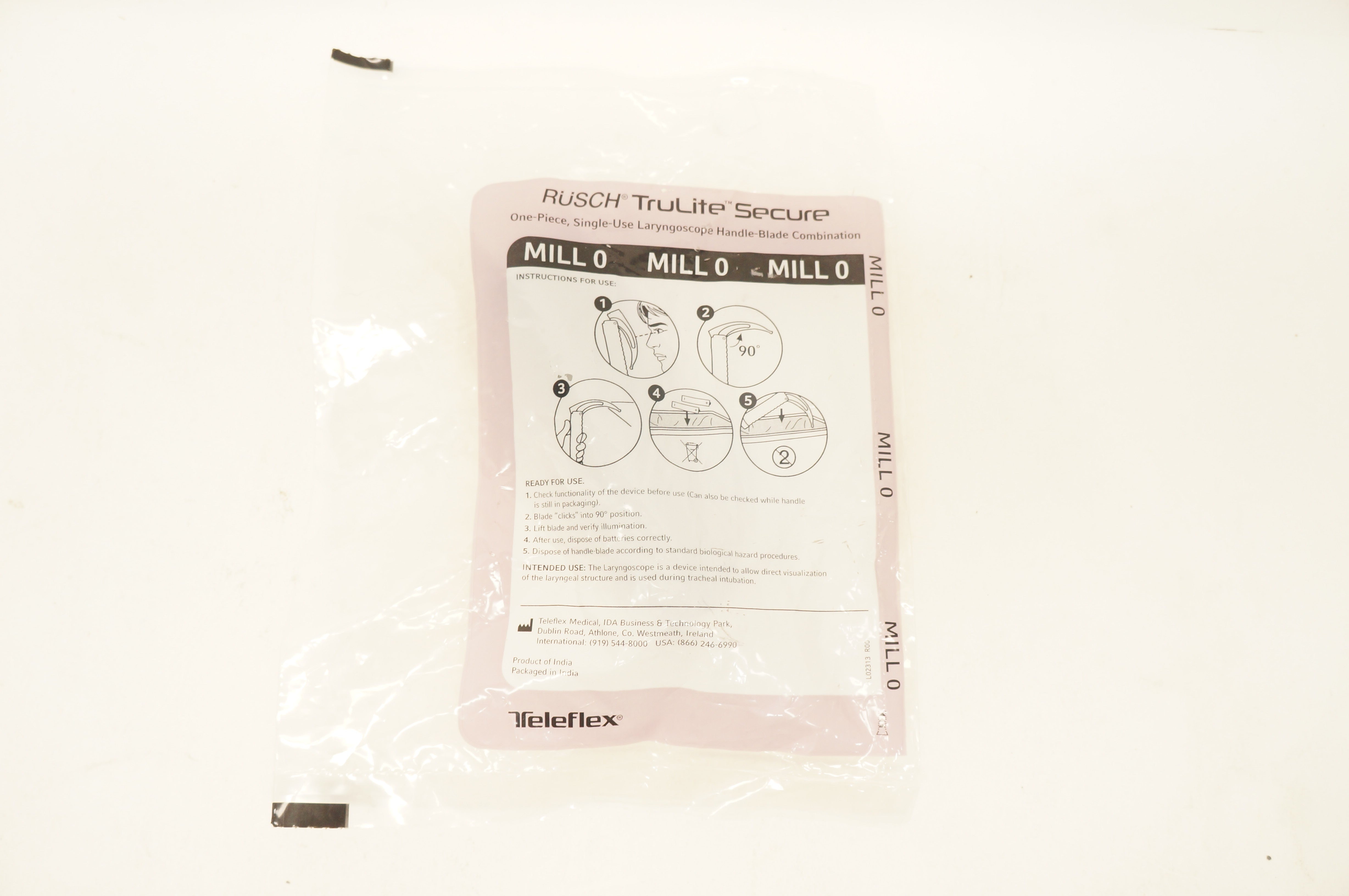 Teleflex 004670000 Rusch Laryngoscope Handle-Blade Combination MILL 0 (x)