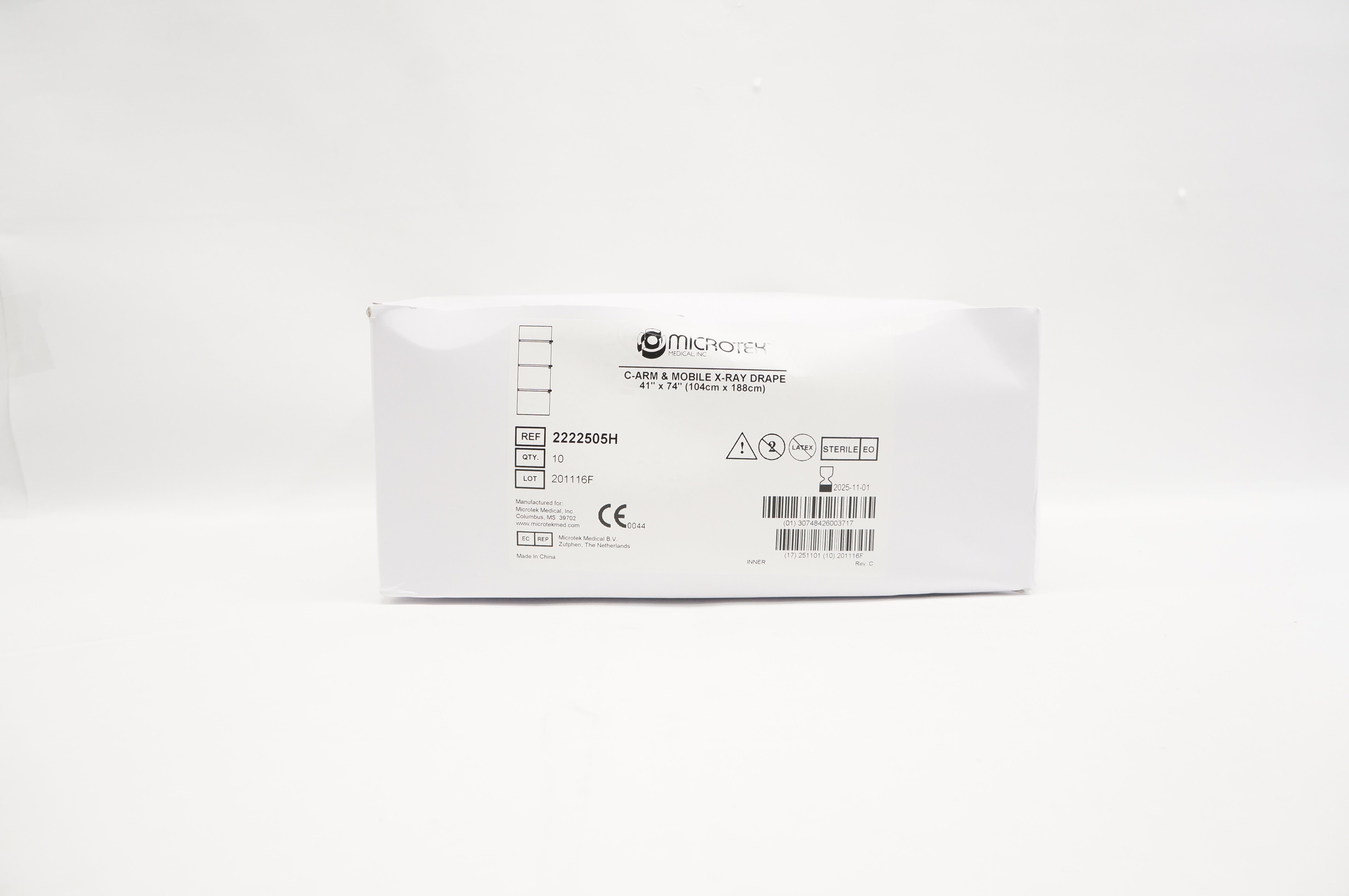 Microtek Medical 2222505H CArm & Mobile XRay Drape 104cm x 188cm