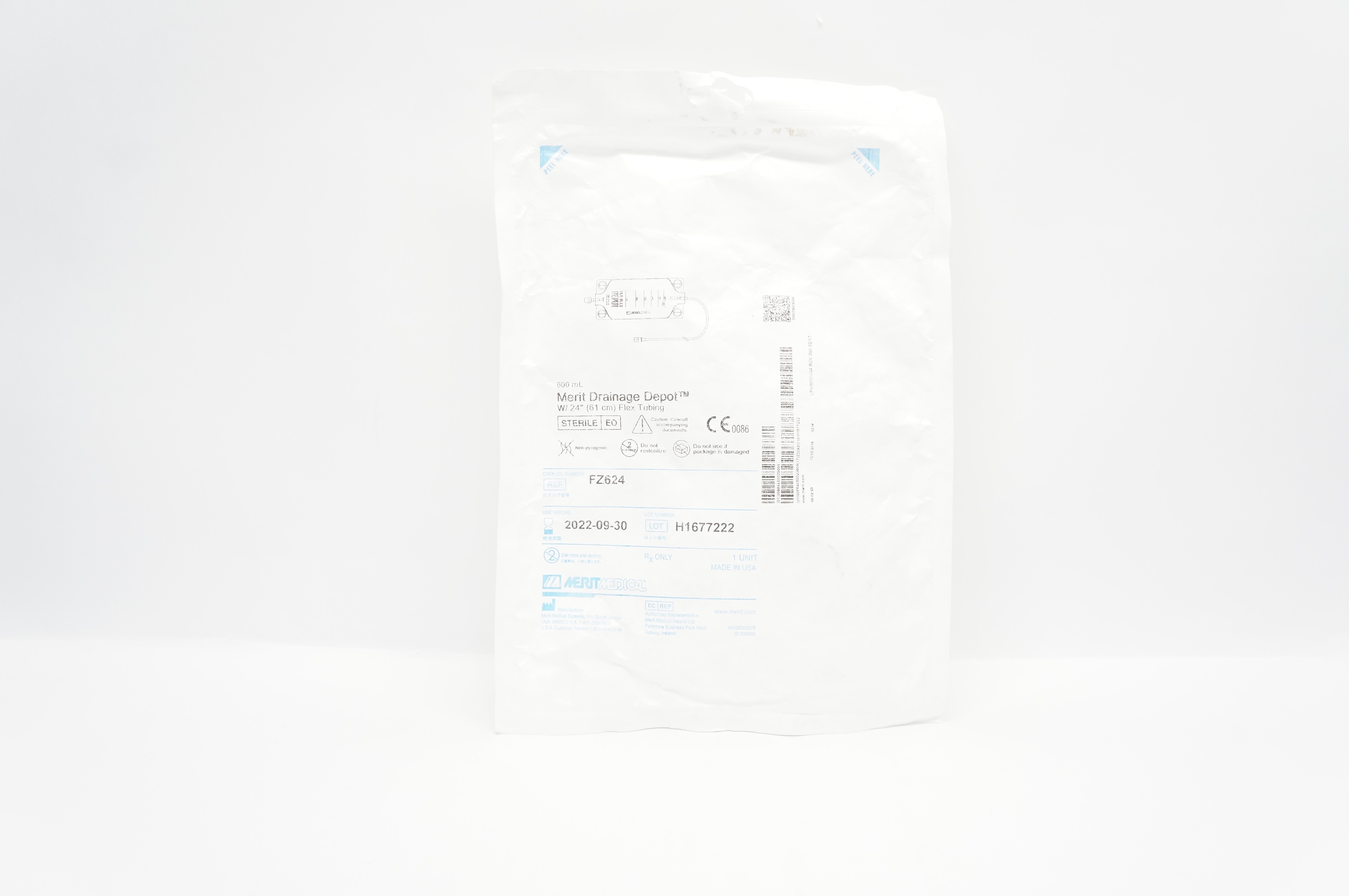 Merit Medical FZ624 Drainage Depot 600mL with Flex Tubing  24inch (x)