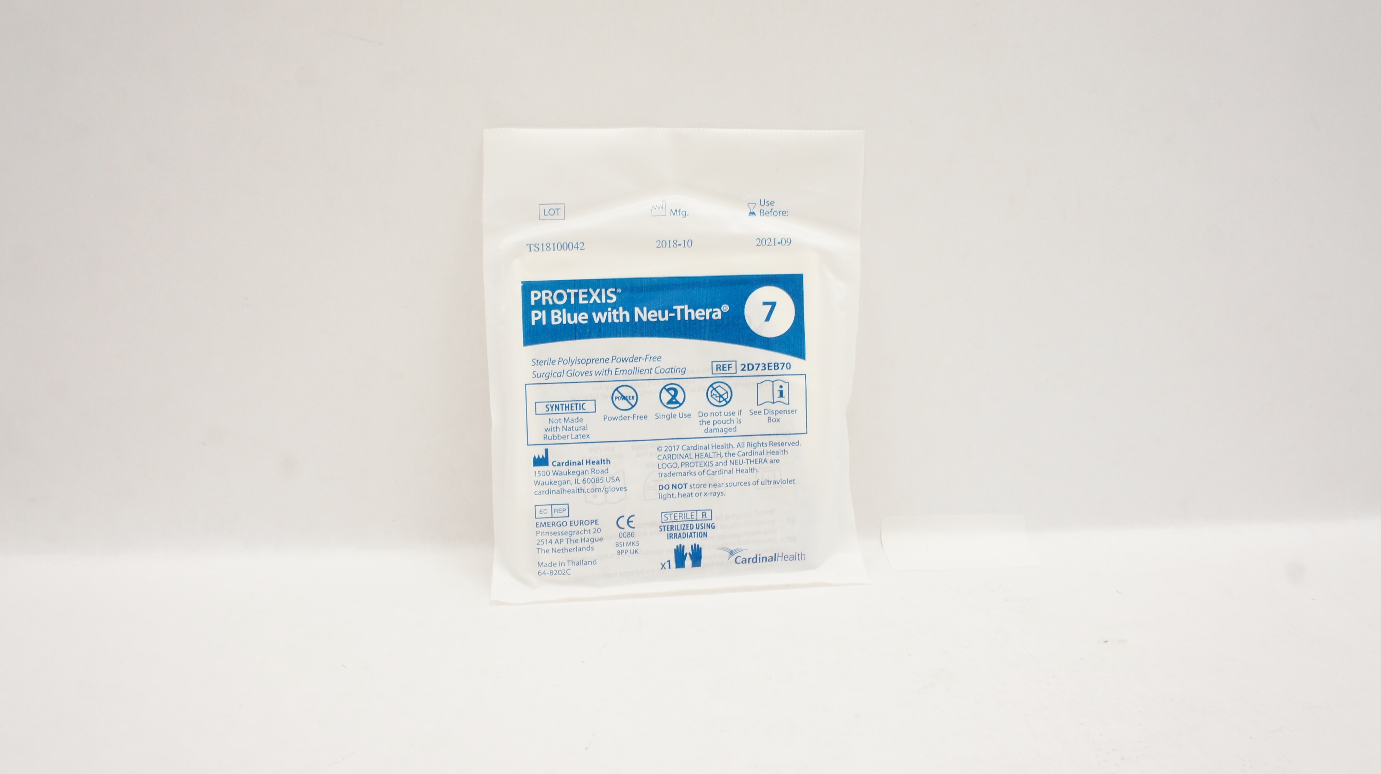 Cardinal Health 2D73EB70 PROTEXIS PI Blue Powder-Free Surgical Gloves Size 7(x)